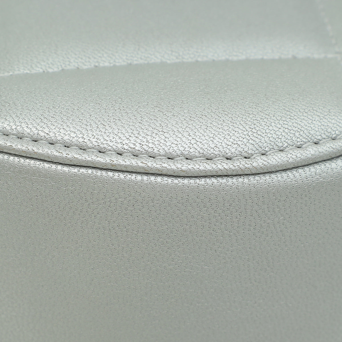 Chanel Metallic Silver 19 Round Mini Clutch W/ Chain