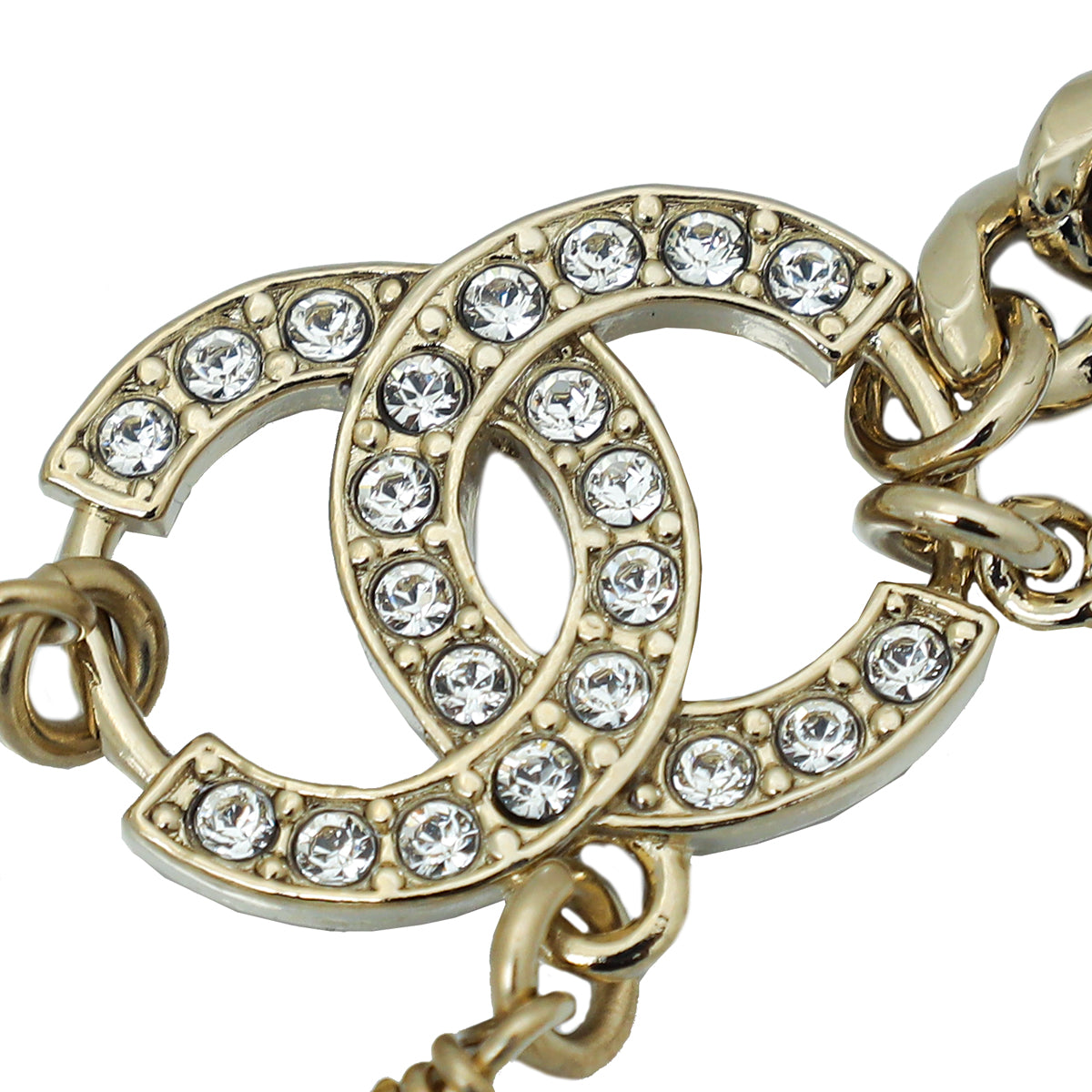 Chanel White CC Heart w/Crystal & Faux Pearl Multi Chain Belt