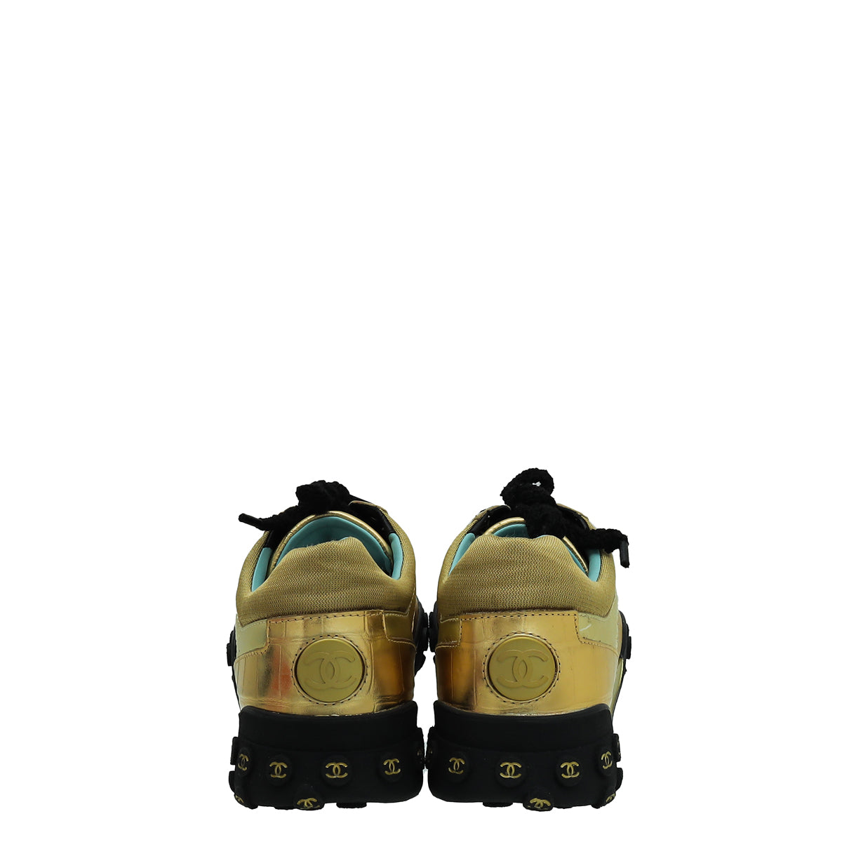 Chanel Bicolor Logo CC Lace Up Sneakers 40