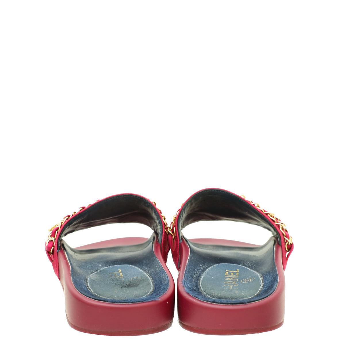 Chanel Burgundy CC Chain Slide Pool Sandal 36