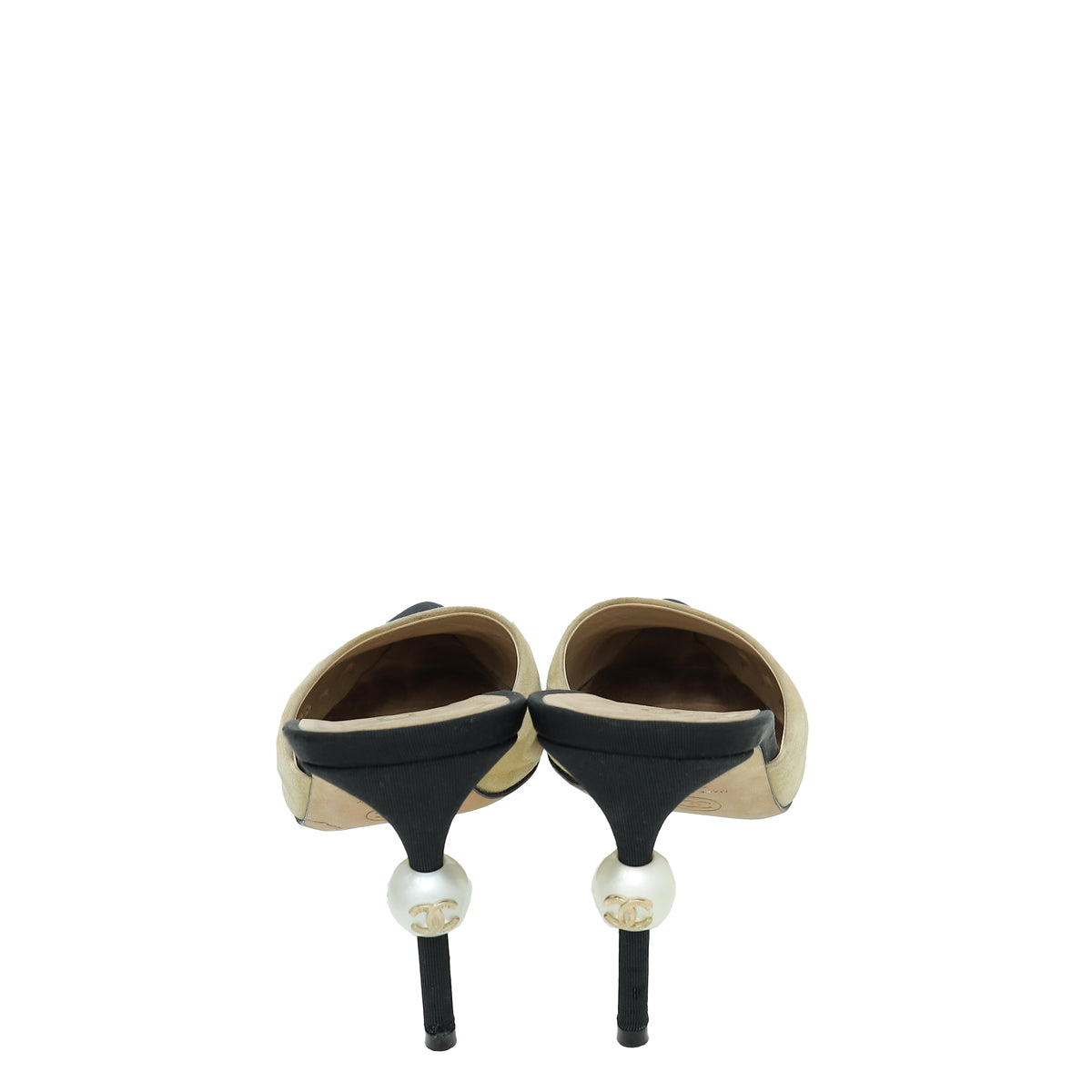 Chanel Bicolor CC Cap Toe Pearl Mules 38.5