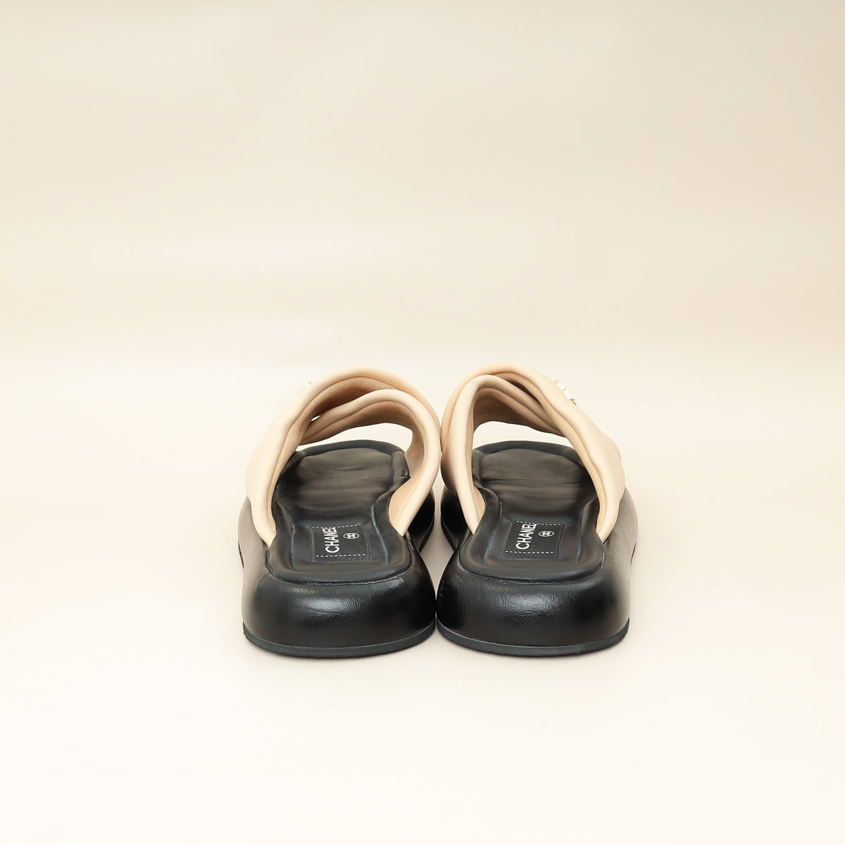 Chanel Bicolor Fabric CC Mules Sandals 39