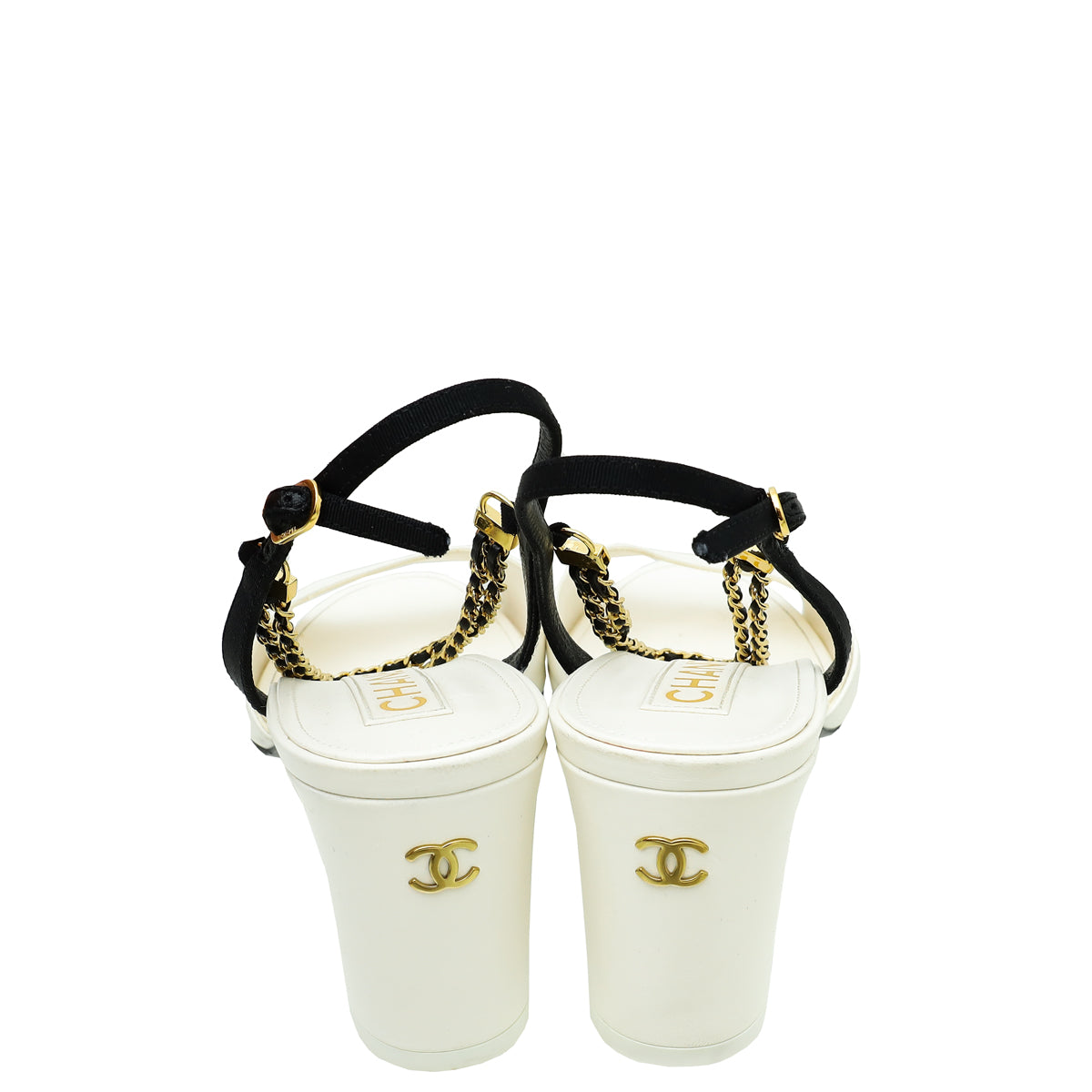 Chanel Bicolor CC Chain Block Sandal 40.5