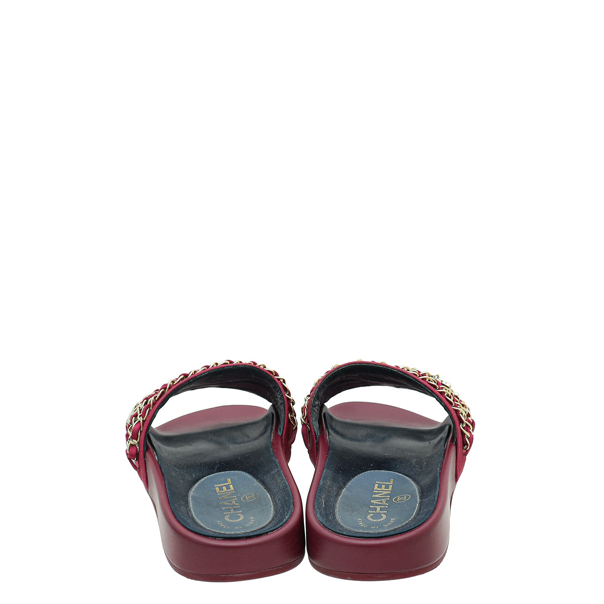Chanel Bicolor CC Chain Pool Slide Mules 37