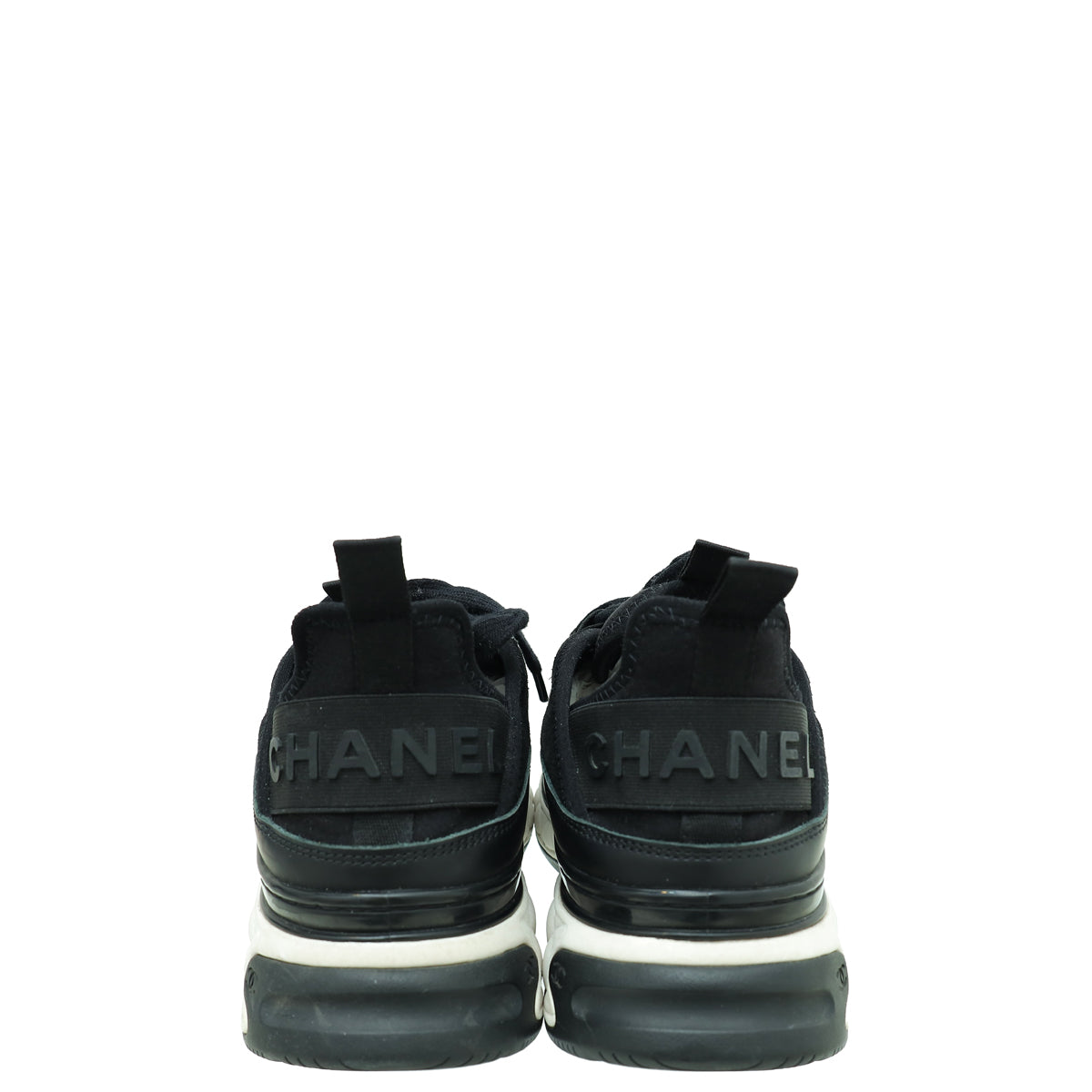 Chanel Black CC Lace Up Sneakers 38