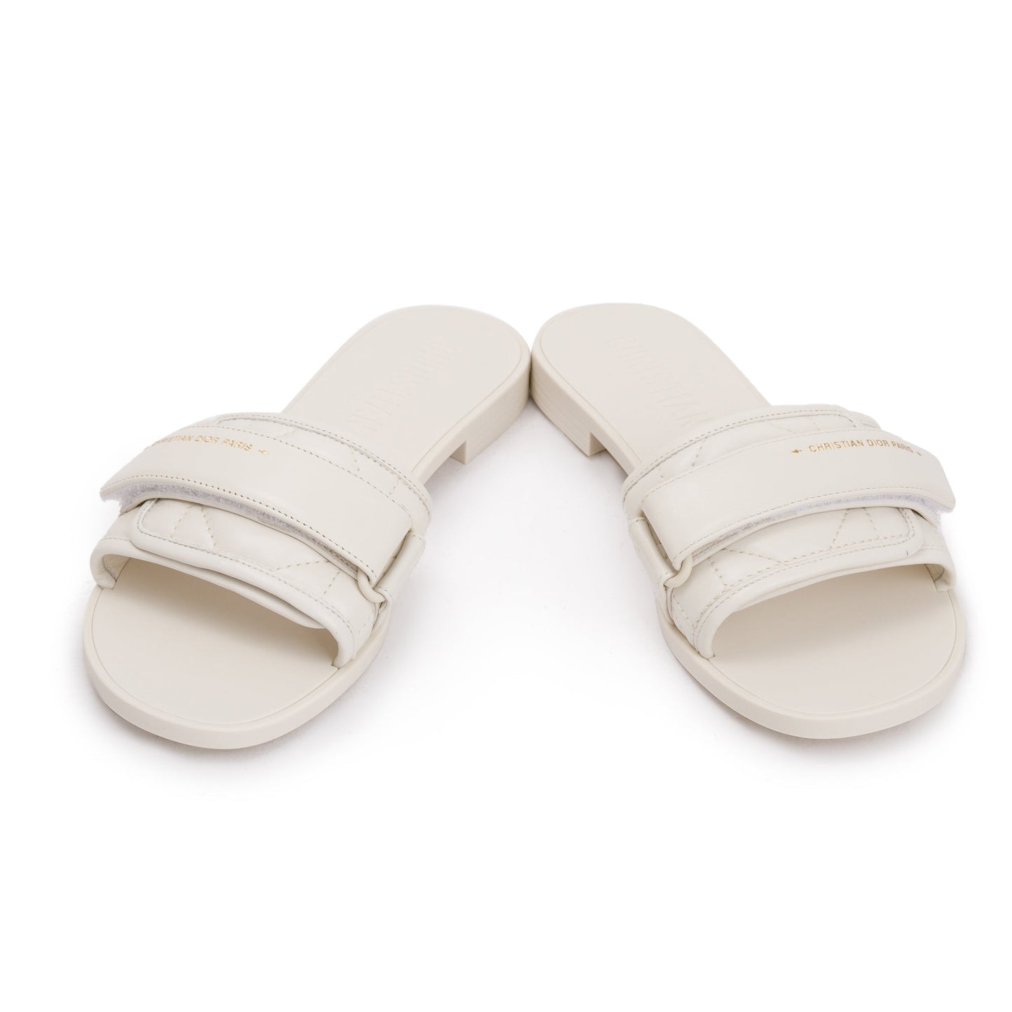 Christian Dior Off White Cannage Quilted Leather Dio(r)evolution Slide, Size 36