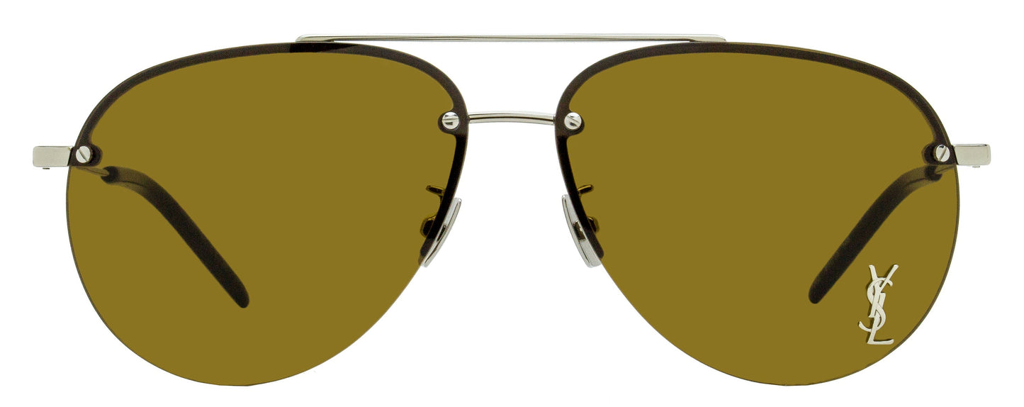Saint Laurent Pilot Sunglasses Classic 11/F M 002 Silver 61mm YSL