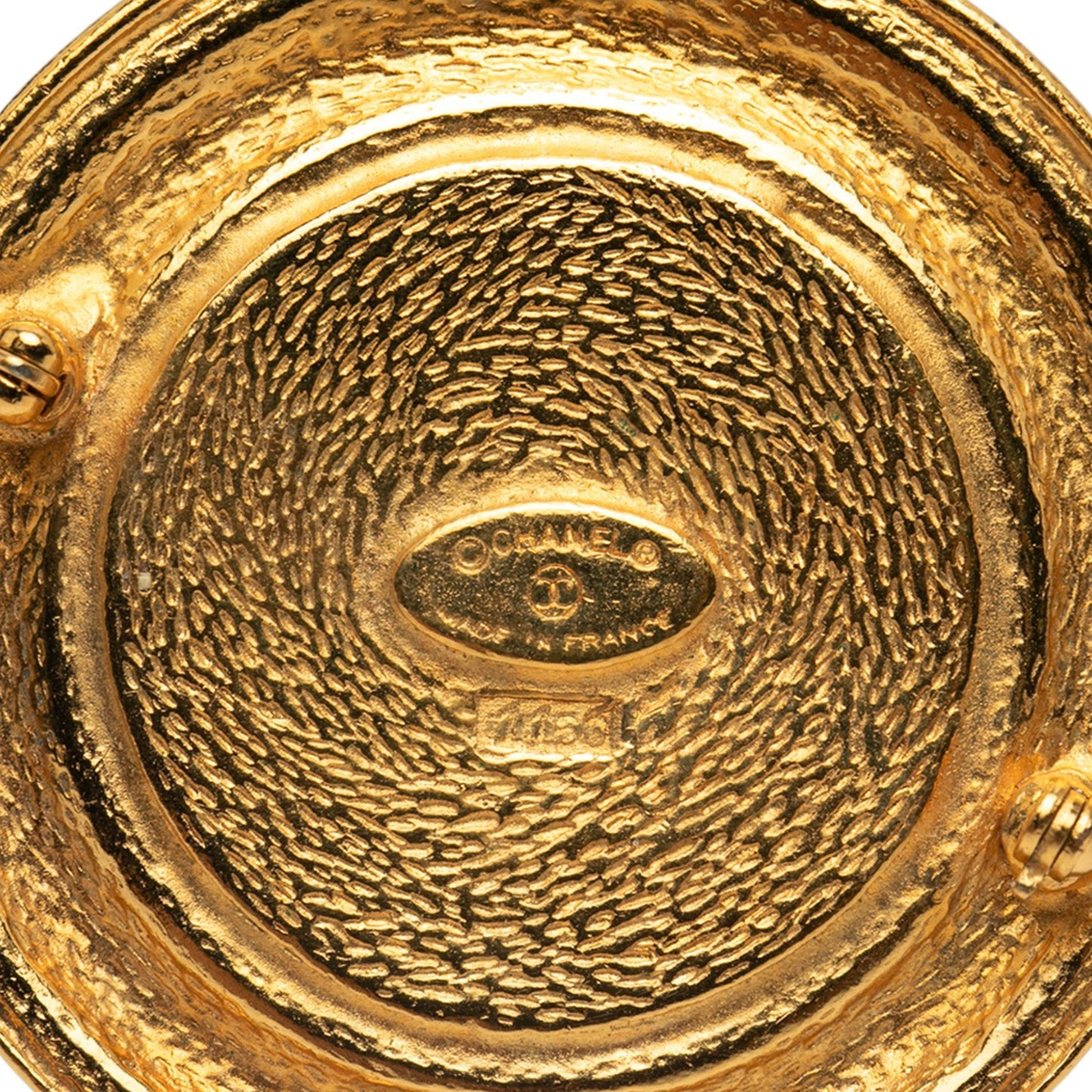Gold Chanel Gold Plated 31 Rue Cambon Round Pin Brooch
