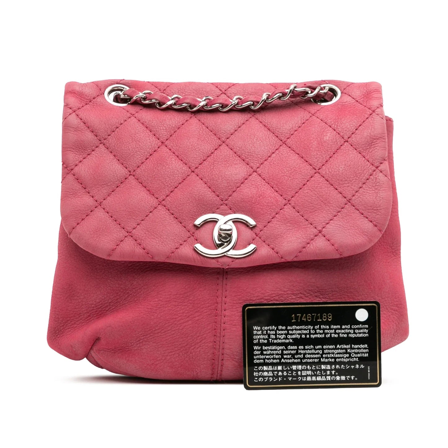 Pink Chanel Mini Quilted Nubuck Trianon Messenger Flap Crossbody Bag