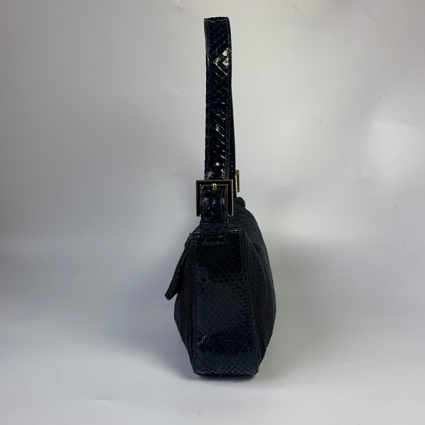 Fendi Baguette Black Round Beads with Snake Skin Strap