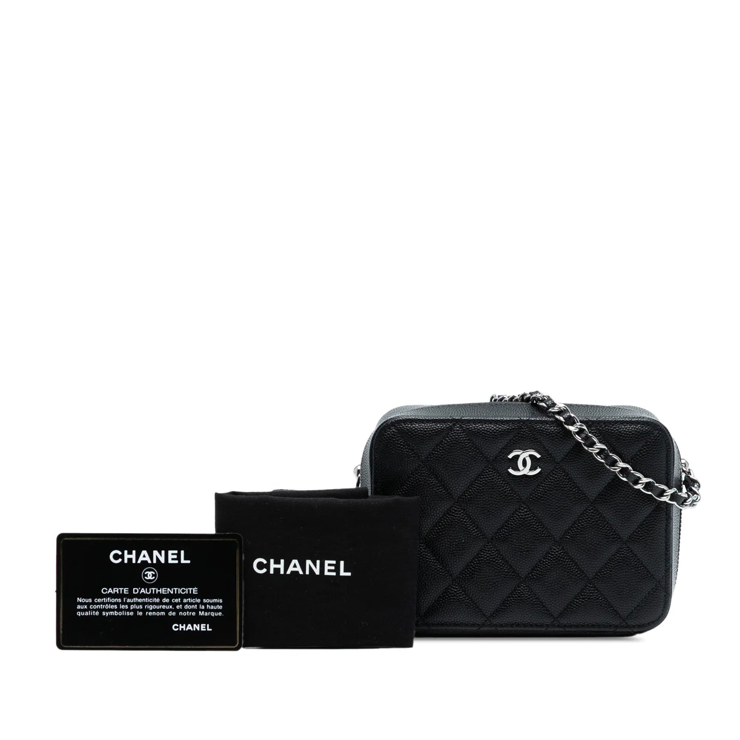 Black Chanel CC Quilted Caviar Camera Bag