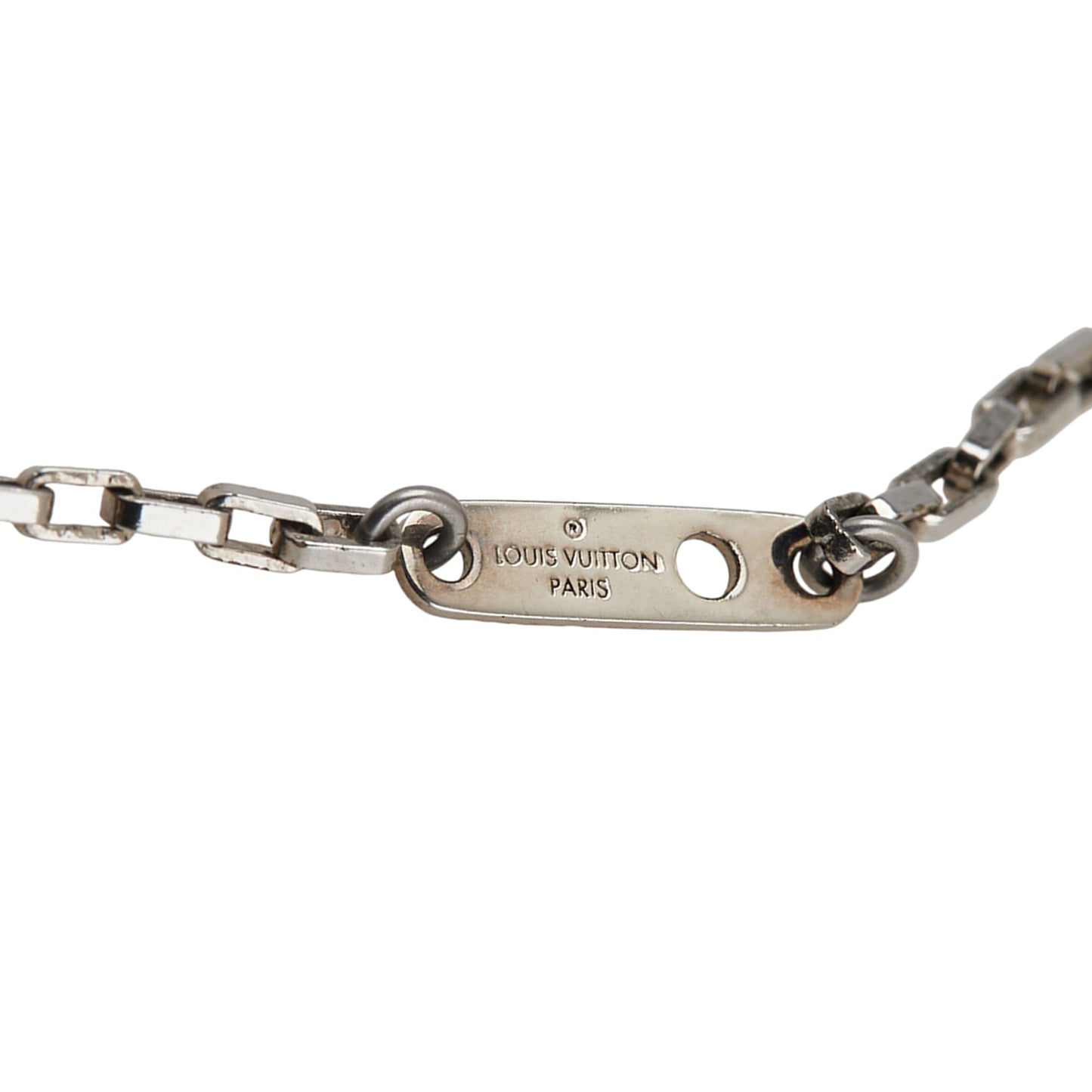 Silver Louis Vuitton Palladium Plated Damier Colors Pendant Necklace