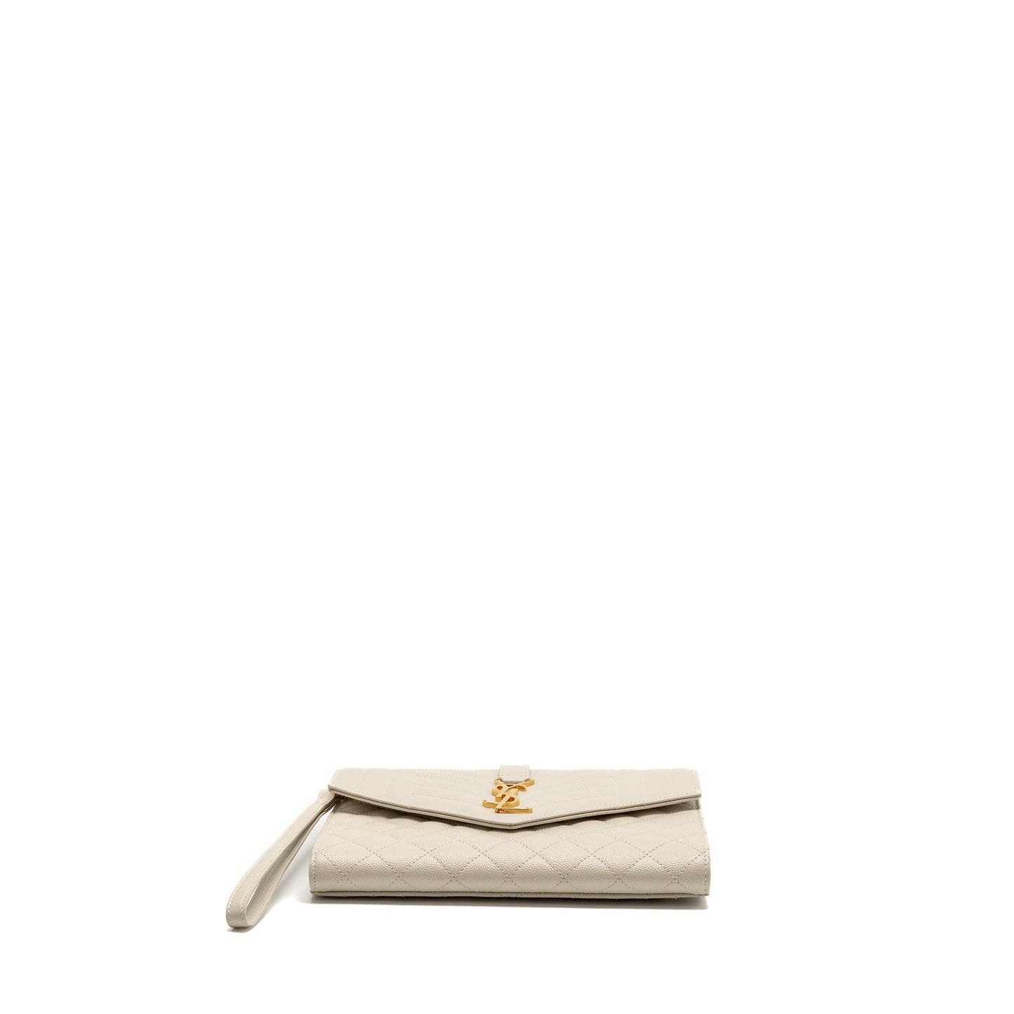 Saint Laurent envelope flap pouch grained calfskin blanc