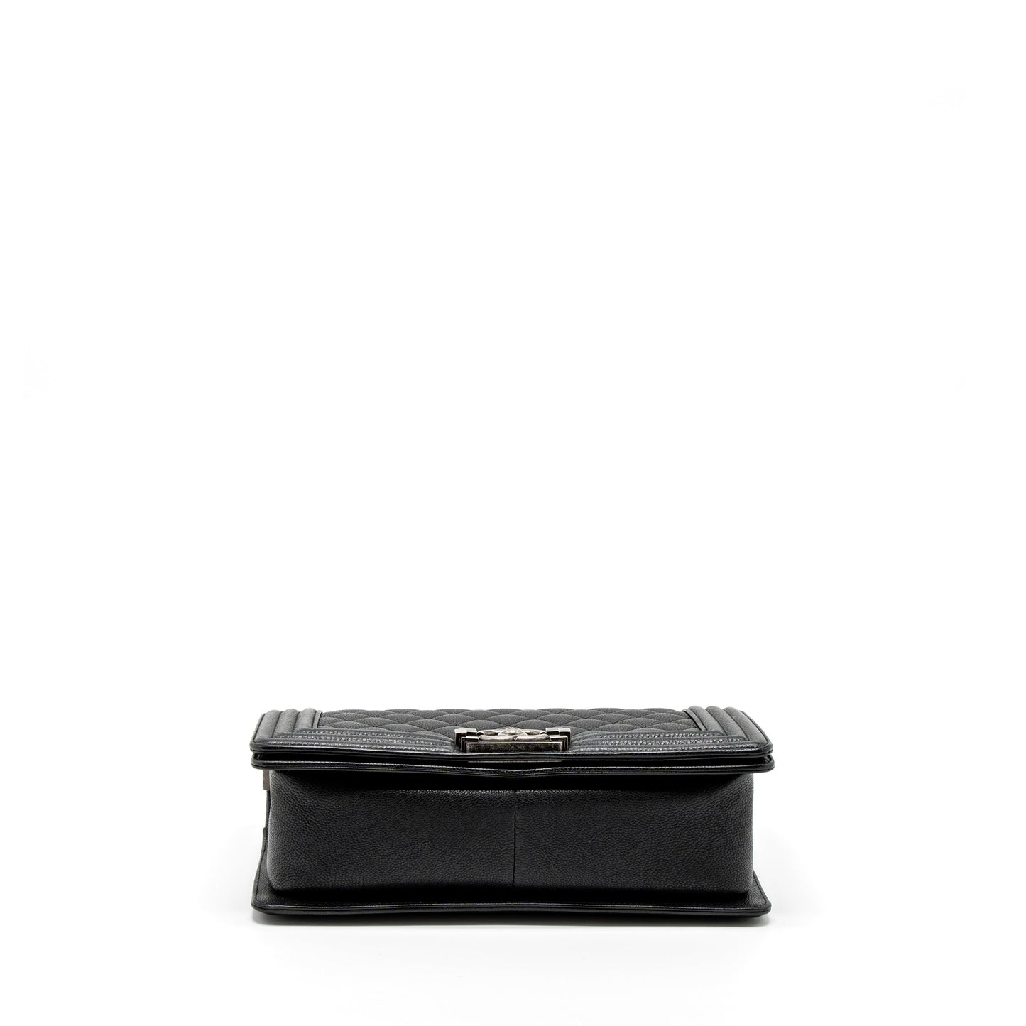 Chanel Medium Boy Bag Grained Calfskin Black Ruthenium Hardware