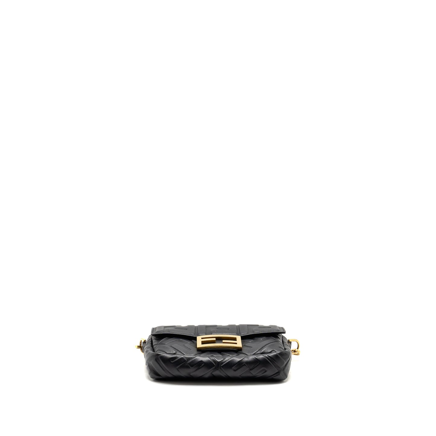 Fendi Mini Baguette Purse Motif Nappa Leather Black