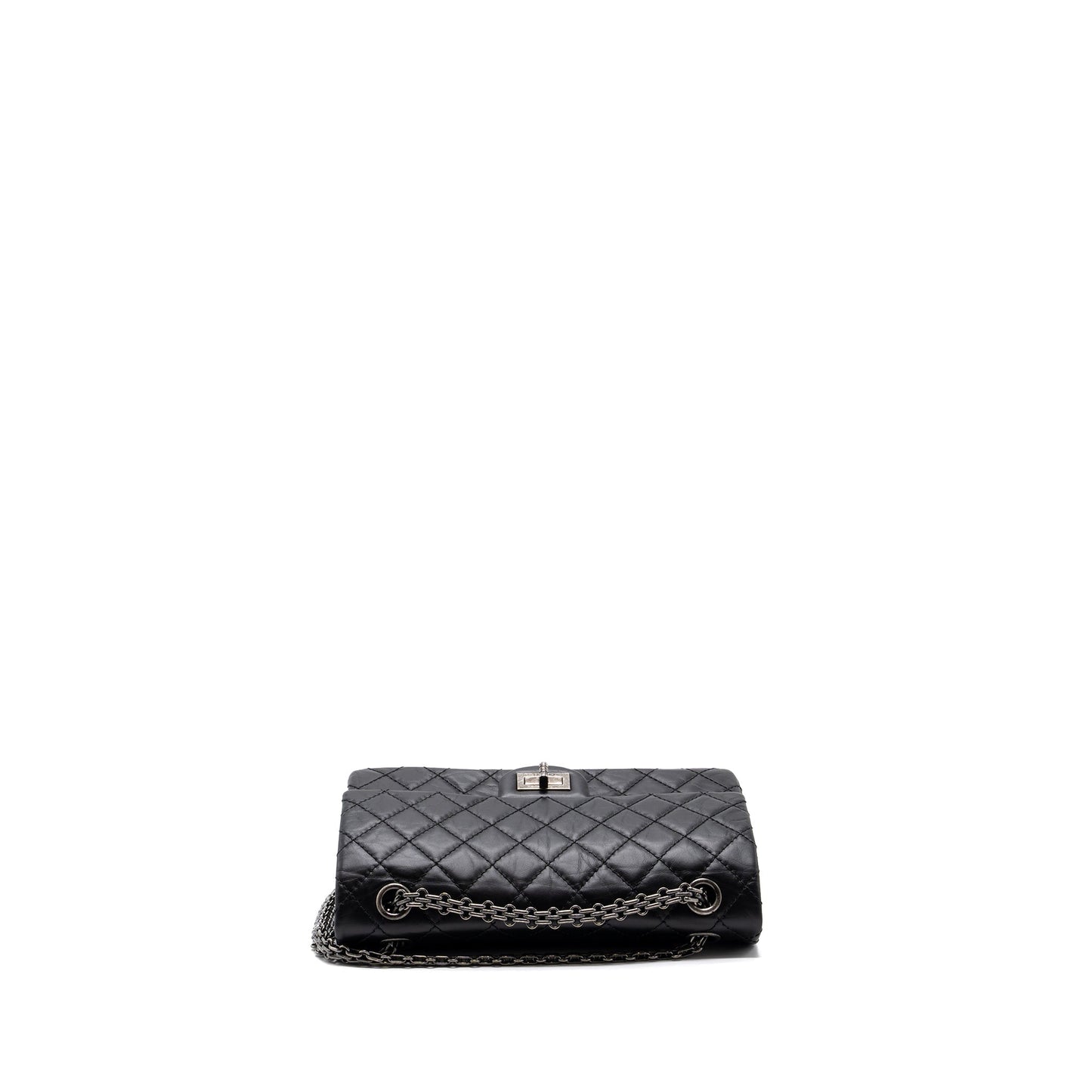 CHANEL 2.55 SMALL REISSUE FLAP BAG AGED CALFSKIN BLACK RUTHENIUM HARDWARE