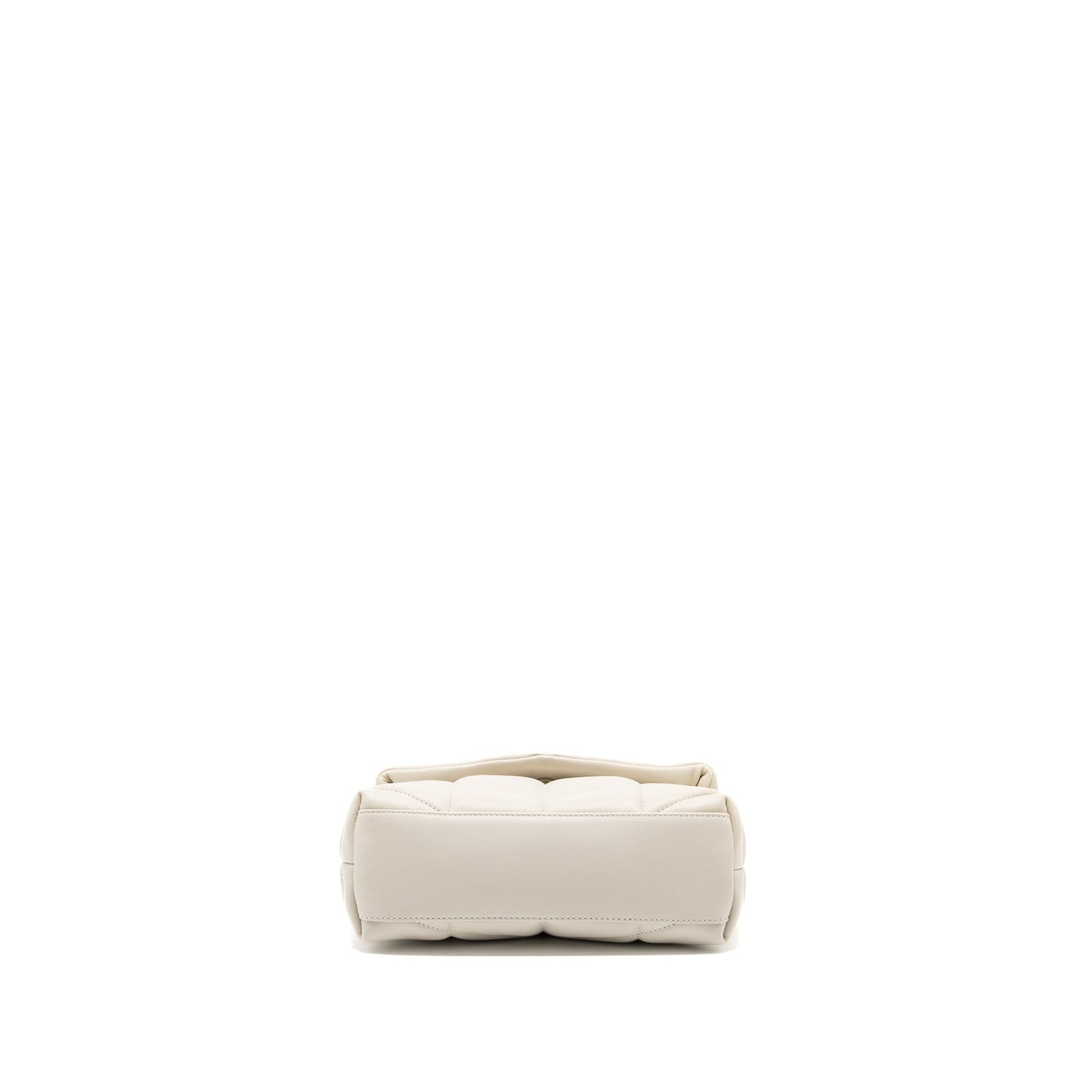 Saint Laurent Small Loulou Puffer Mini Purse Lambskin Blanc Ruthenium Hardware