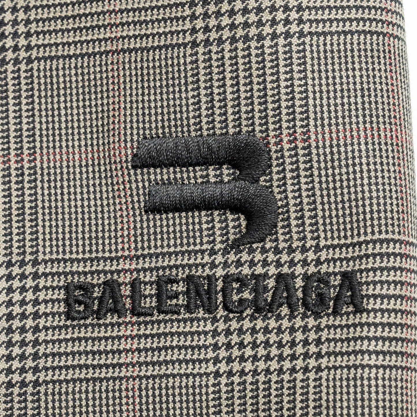 BALENCIAGA Size 44 Checked Single-Breasted Tro rs Wool Dark Grey