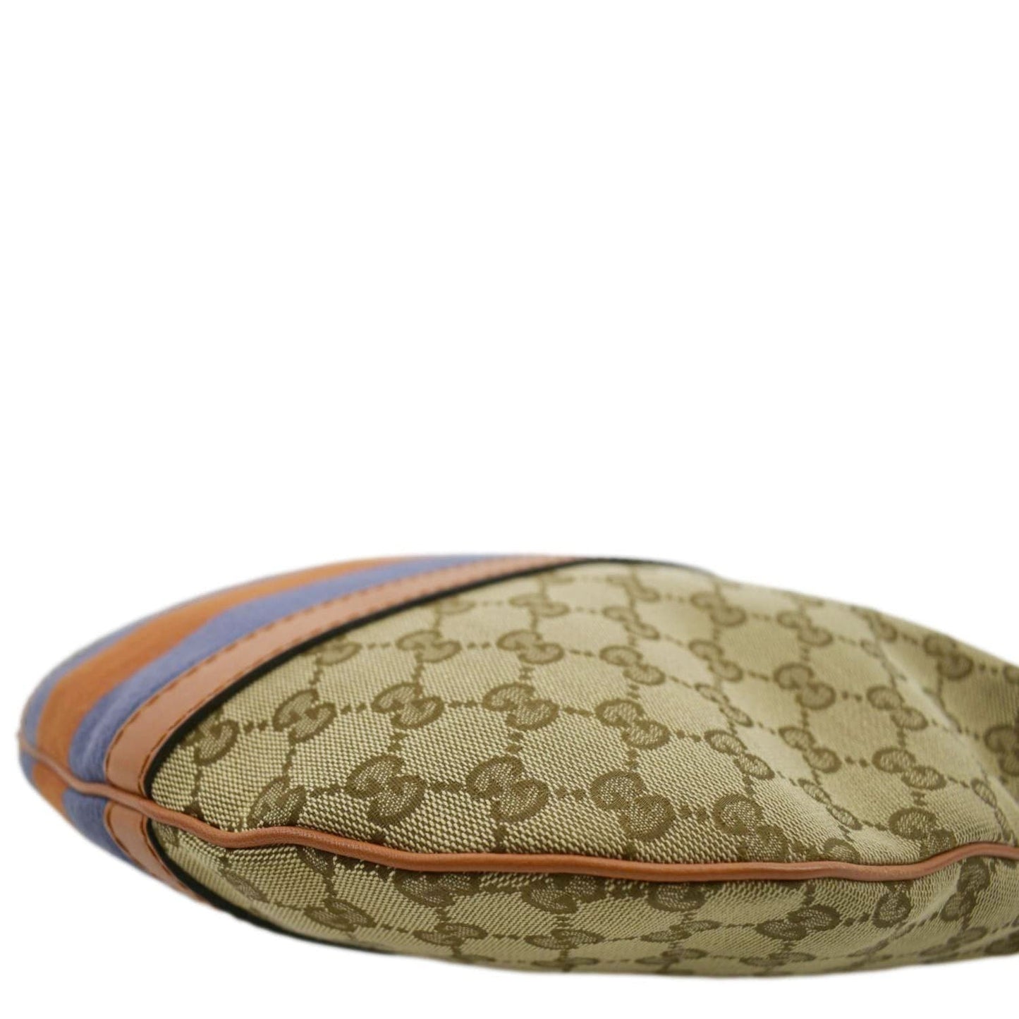 GUCCI Half Moon Web GG Canvas Shoulder Bag Beige 257082