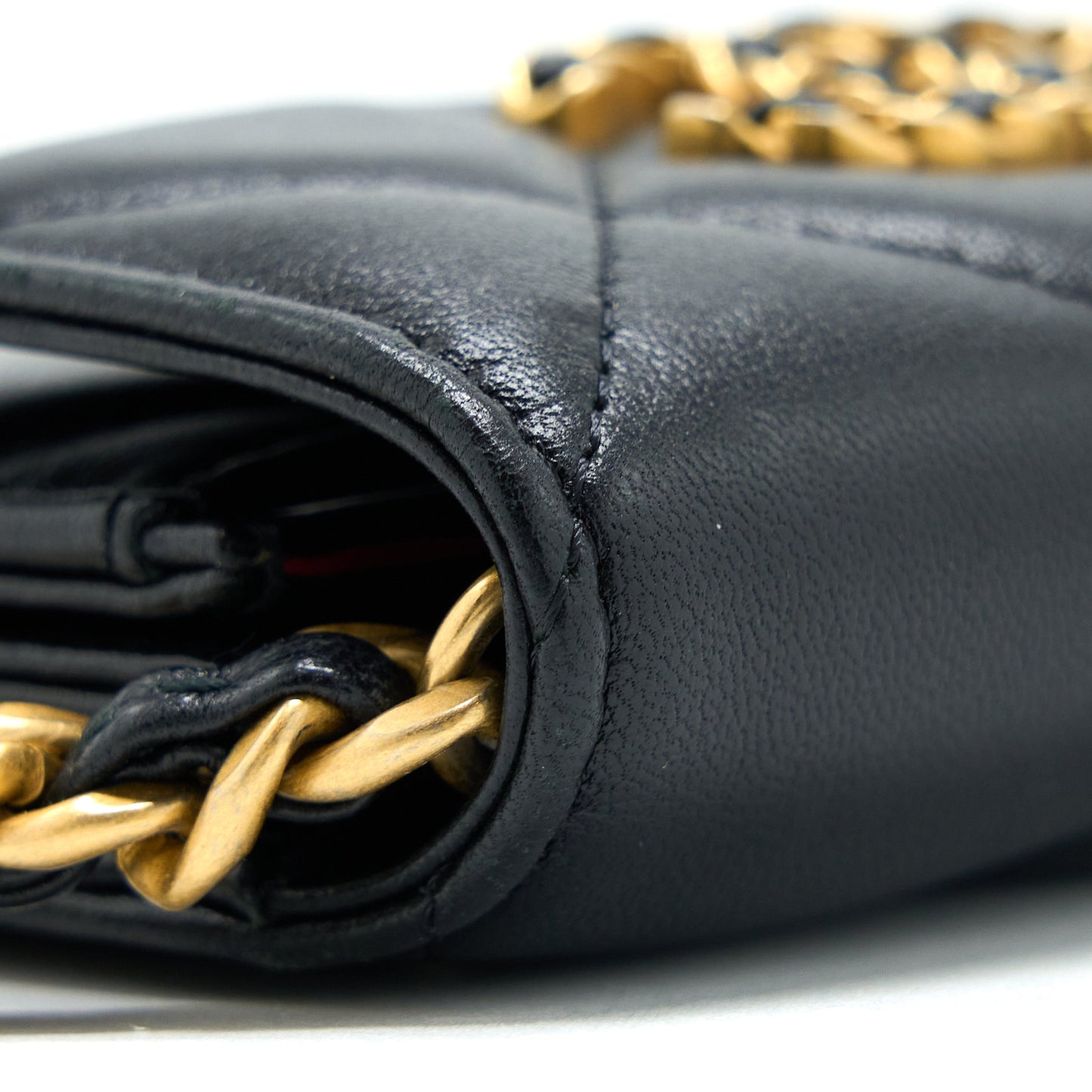 Chanel 19 Flap Holder with Chain Lambskin Black Multicolour Hardware