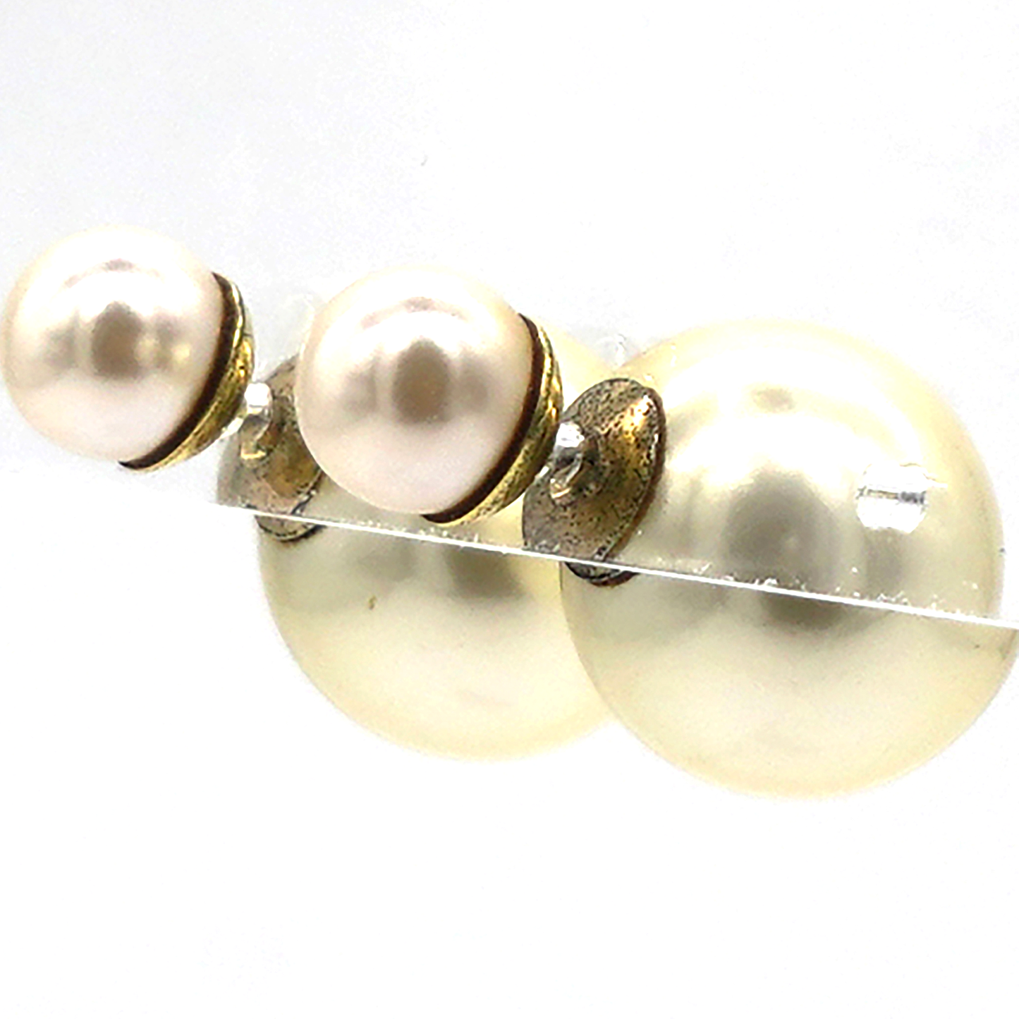 Dior Tribal Pearl & Gold Metal Earrings Golden