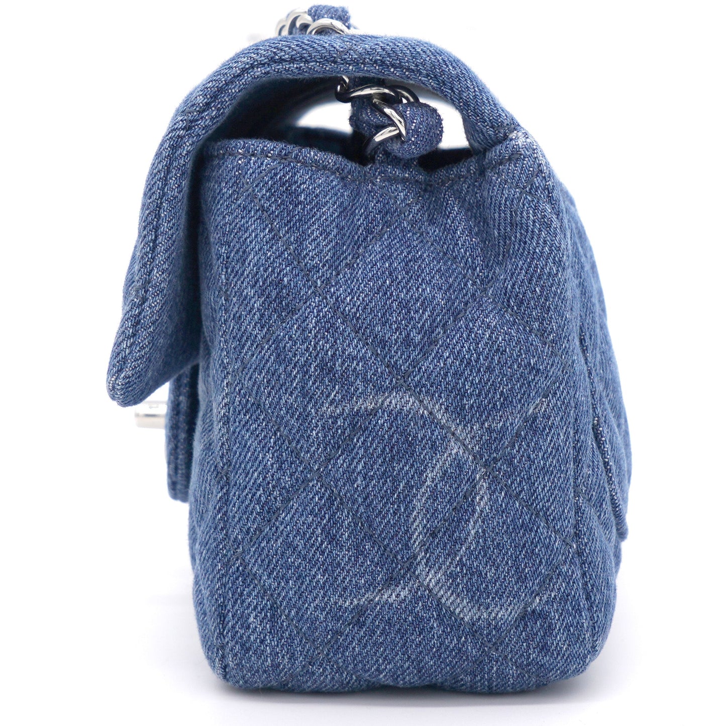 Chanel Blue Quilted Denim Mini Square Classic Flap Bag