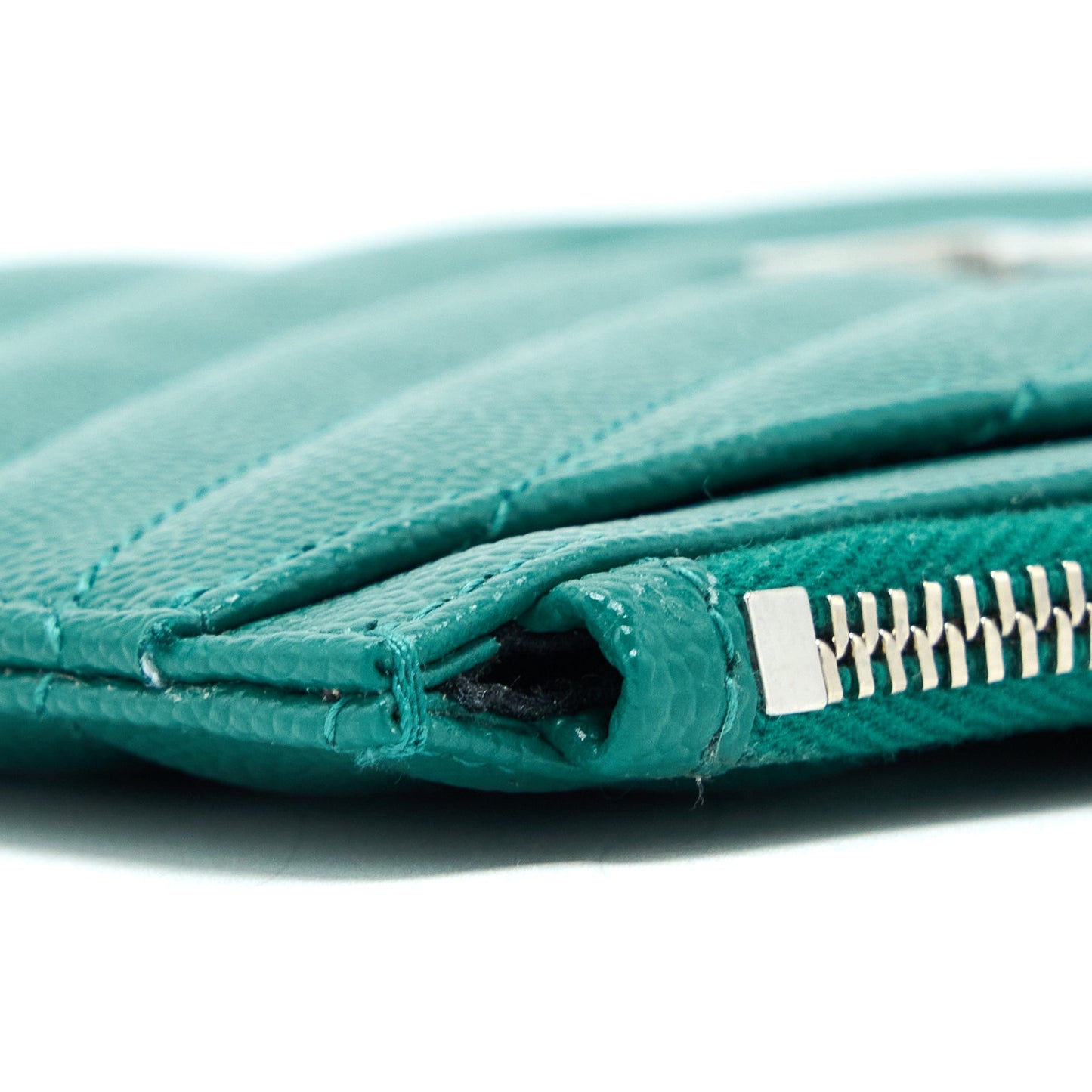 Saint Laurent Cassandra Matelasse Zipped Pouch Grained Calfskin Green
