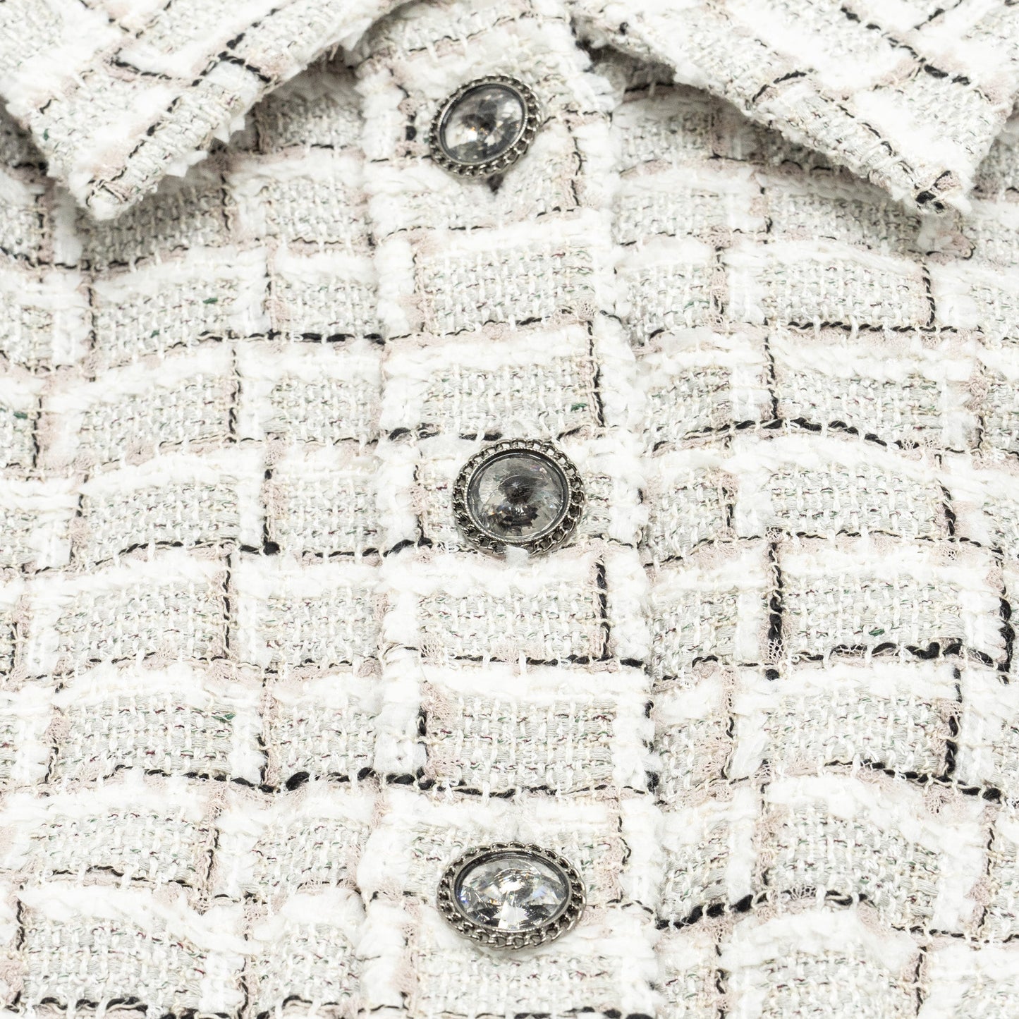 Chanel size 34 22C Tweed Short Jacket Light Grey/White/Black