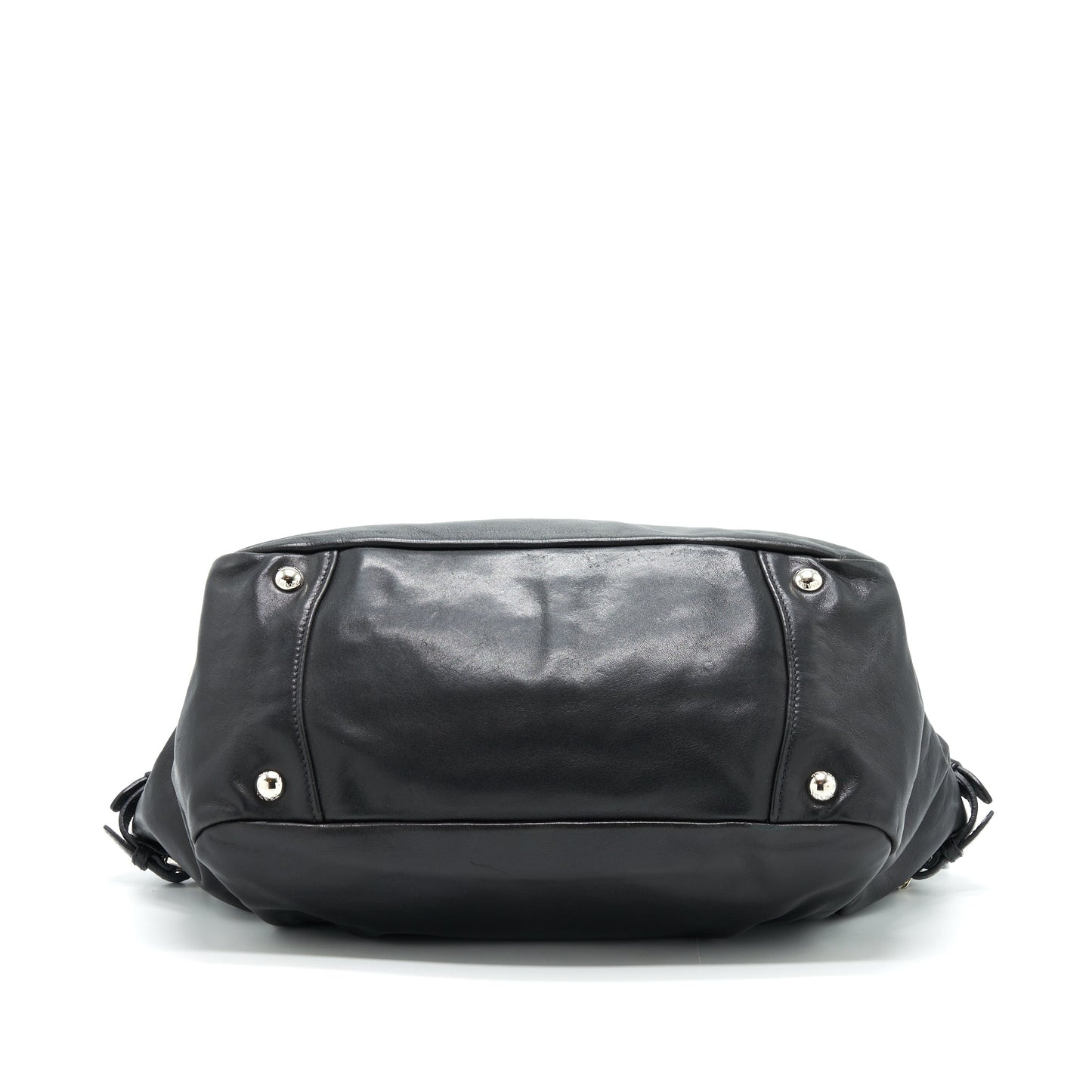 PRADA Prugna Soft Calfskin Leather Shopping Tote Purse Black