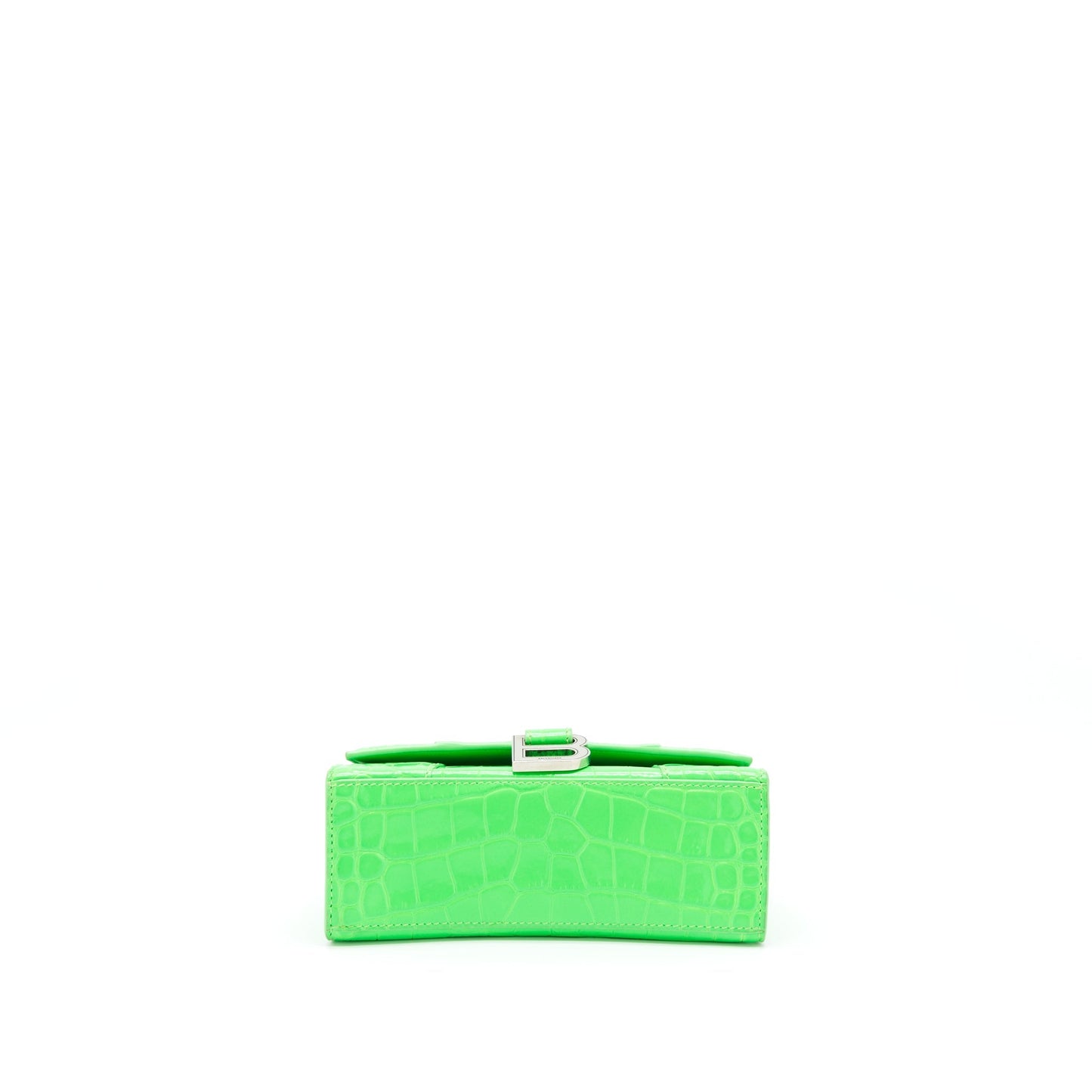 Balenciaga Hourglass Crocodile-Embossed Calfskin Green