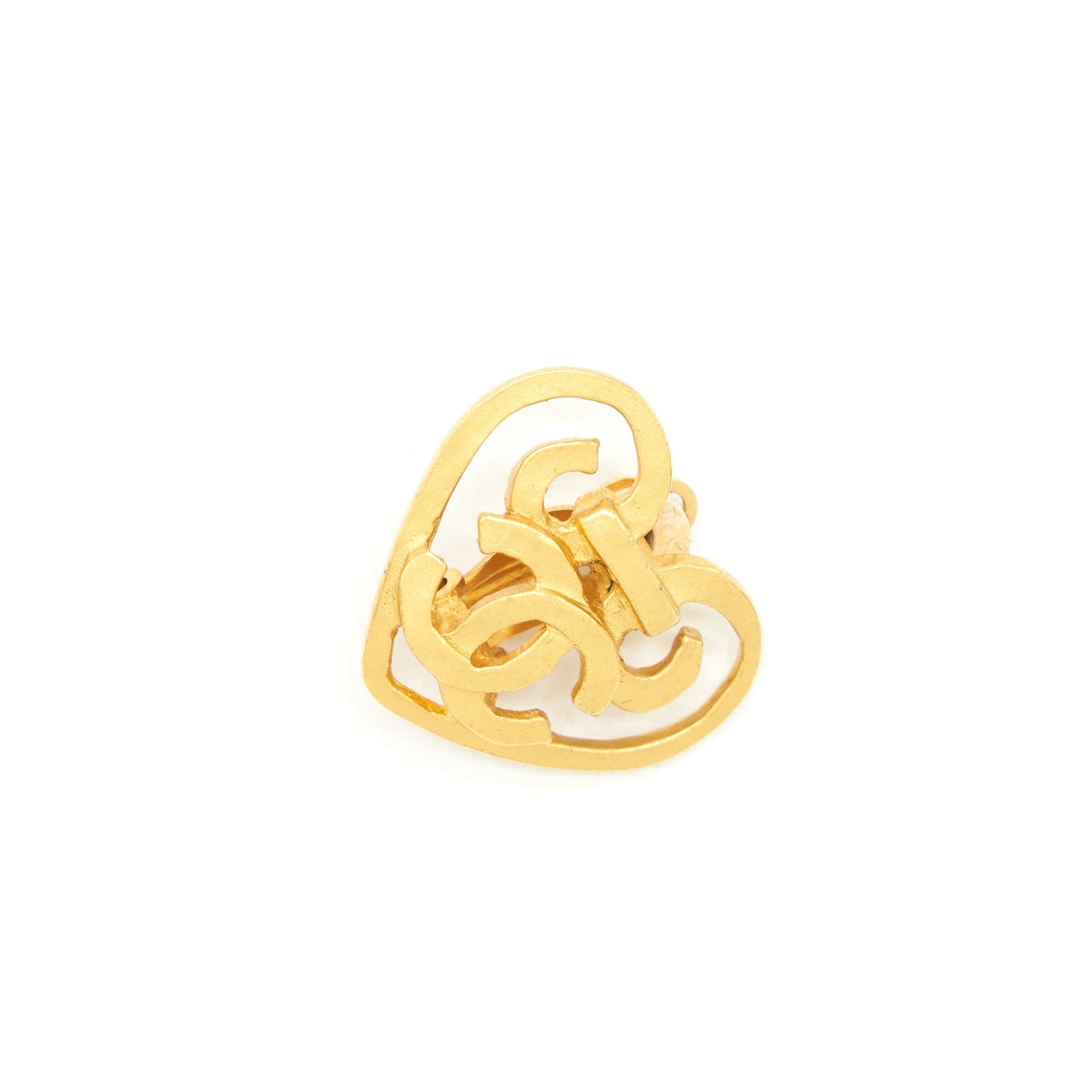 Chanel Heart CC Logo Earclips 24K Plated GHW