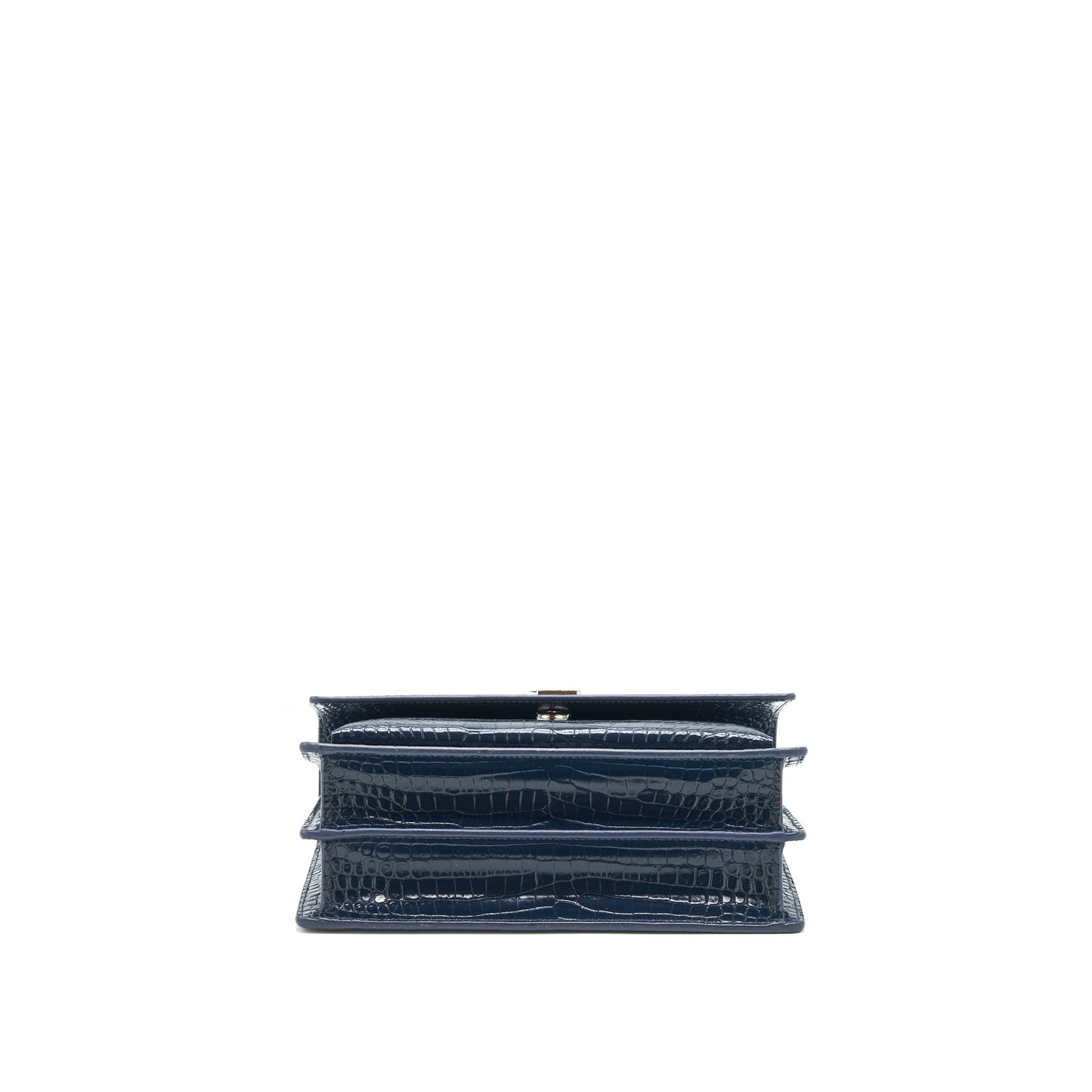 Saint Laurent Medium Sunset Purse Crocodile-Embossed calfskin dark blue