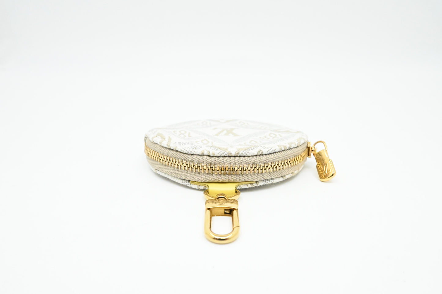 Louis Vuitton Porte Monnaie Round Coin Case in White Since 1854 Jacquard Canvas