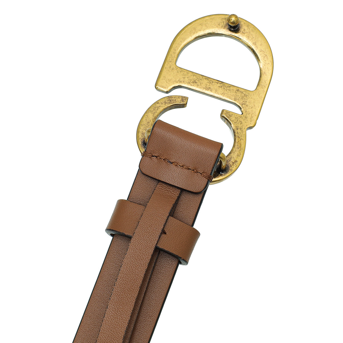 Christian Dior Brown CD Saddle Belt