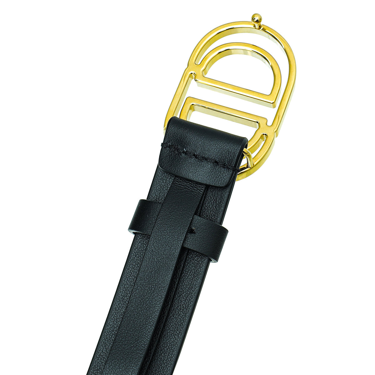 Christian Dior Black CD Cut Out Buckle Belt 25