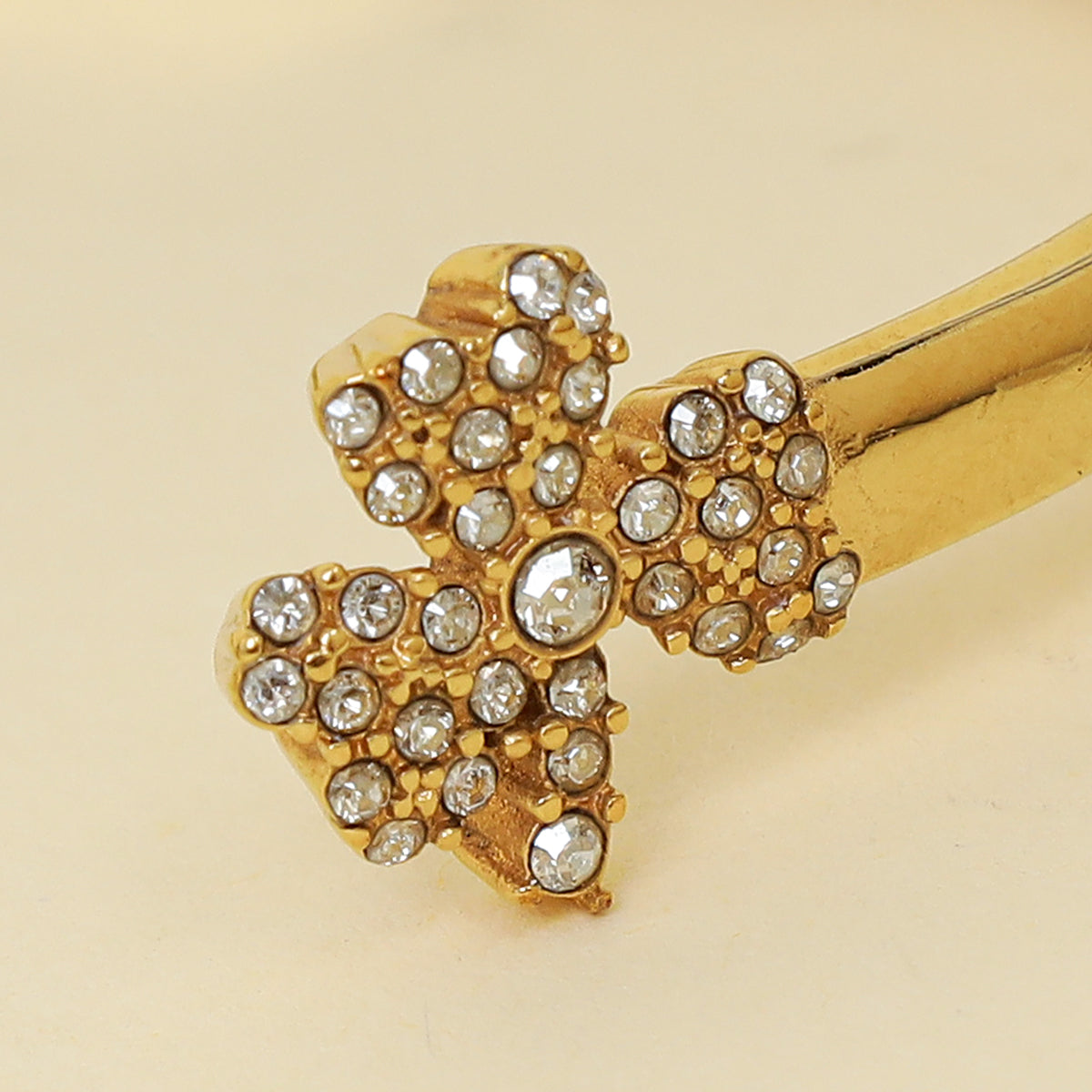 Christian Dior Gold CD Clover Crystal Cuff Bracelet