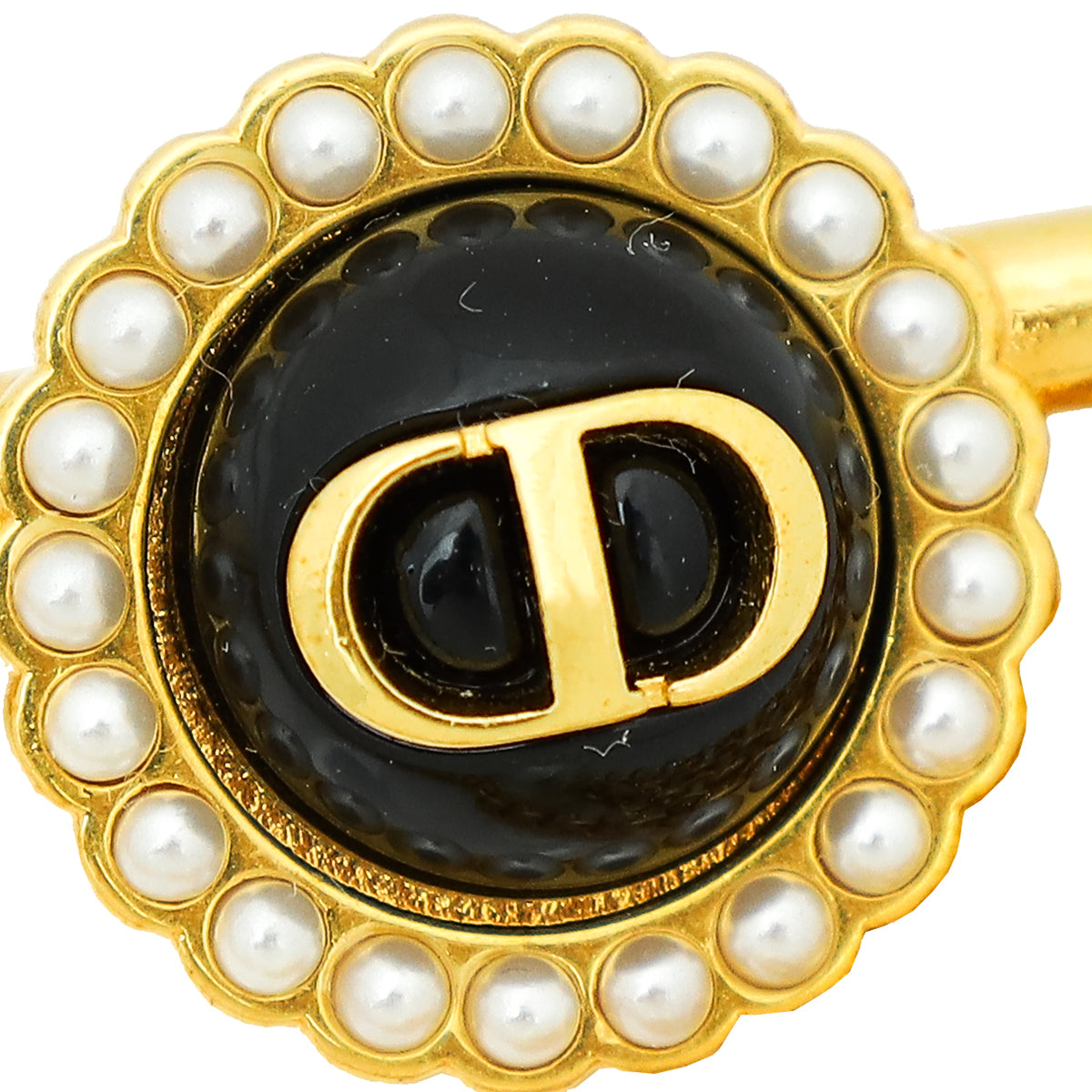 Christian Dior Bicolor Petit CD Pearl Brooch