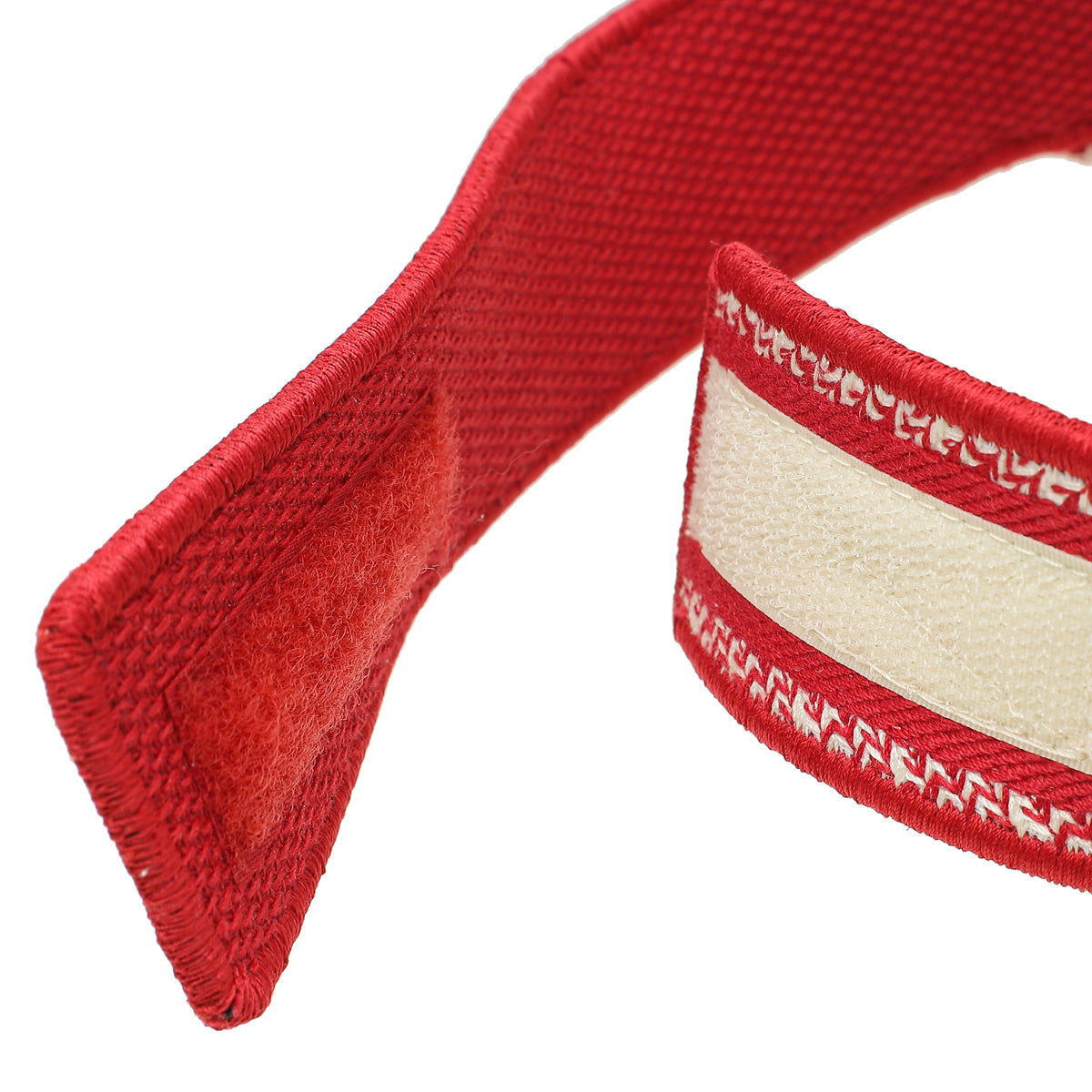 Christian Dior Red Toile De Jouy Embroidered Visor Hat