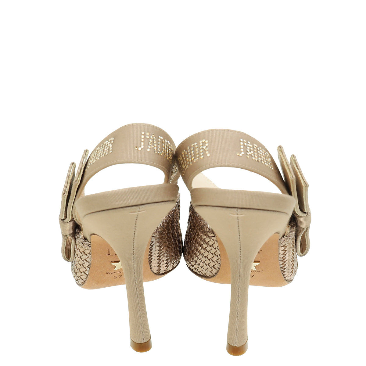 Christian Dior Metallic Bronze Cooper Woven Laminated J'adior Slingback Pump 37