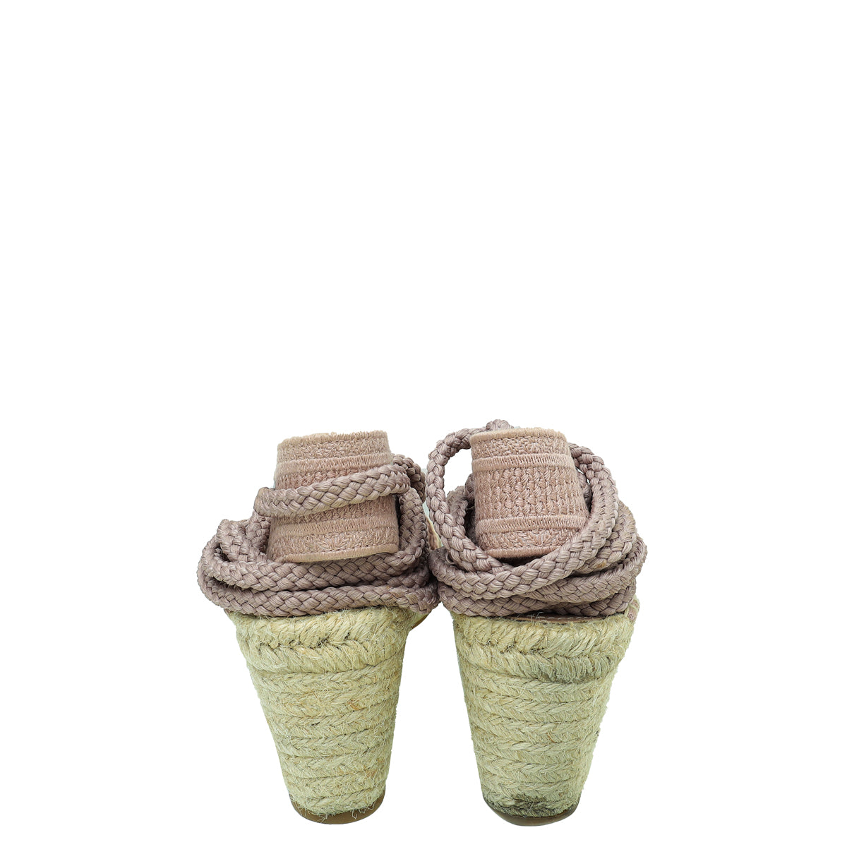 Christian Dior Rose De Vents Embroidered Granville Ankle Tie Espadrille Wedge 39