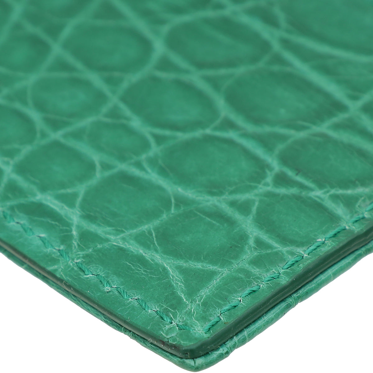 Christian Dior Green Crocodile Embossed Lady Dior Card Holder