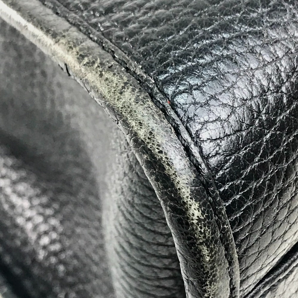 CELINE Handbag leather Black x Gold Metal Chain lock Women