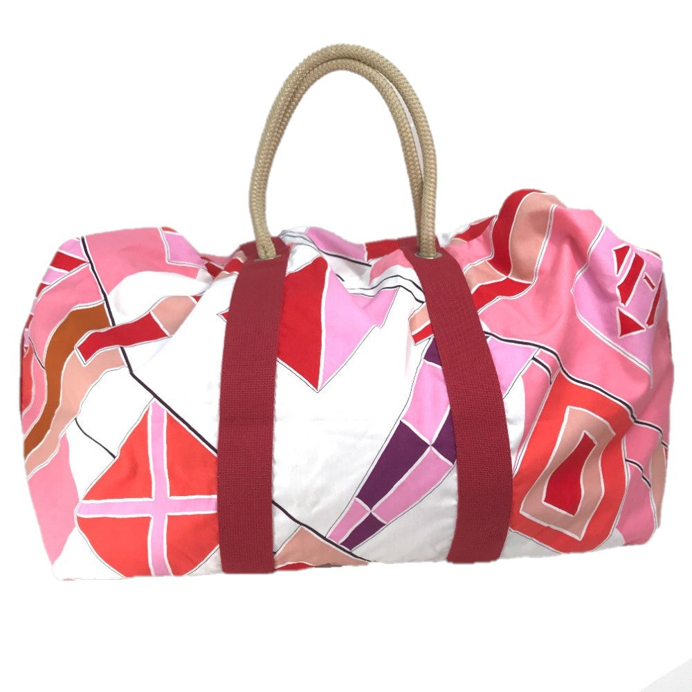 HERMES Tote Bag cotton Pink x Red type Beach bag Cabas Drapeaux au vent Women d