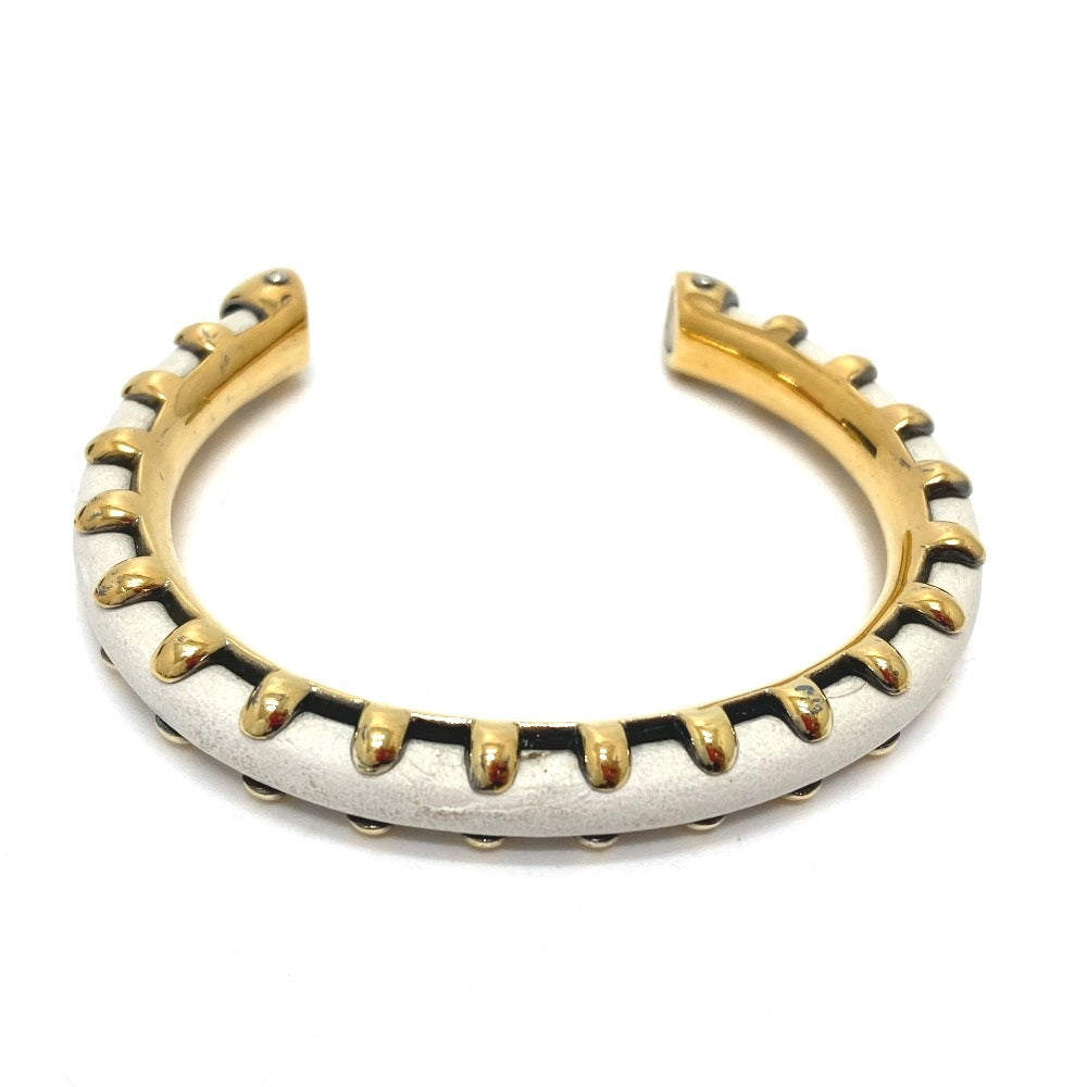 HERMES Bangle Metal, Leather white Horseshoe vintage Women d