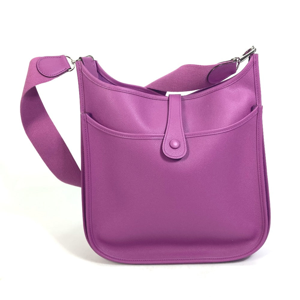 HERMES Shoulder Bag Epsom purple H logo punching Evelyn 2 GM Women d