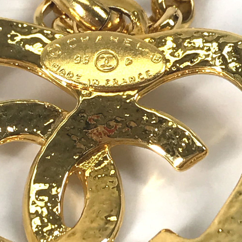 CHANEL Necklace Gold Plated gold Heart CC COCO Mark