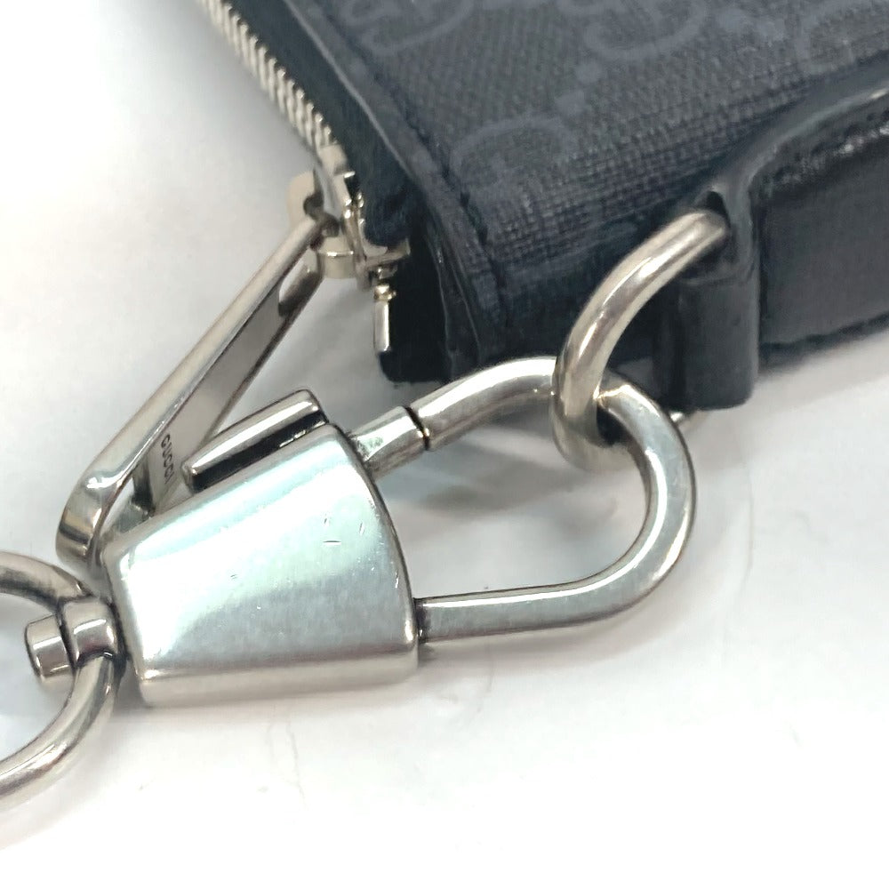 GUCCI Shoulder Bag 723306 PVC / Leather black 2WAY clutch bag pouch GG Supreme Interlocking G mens