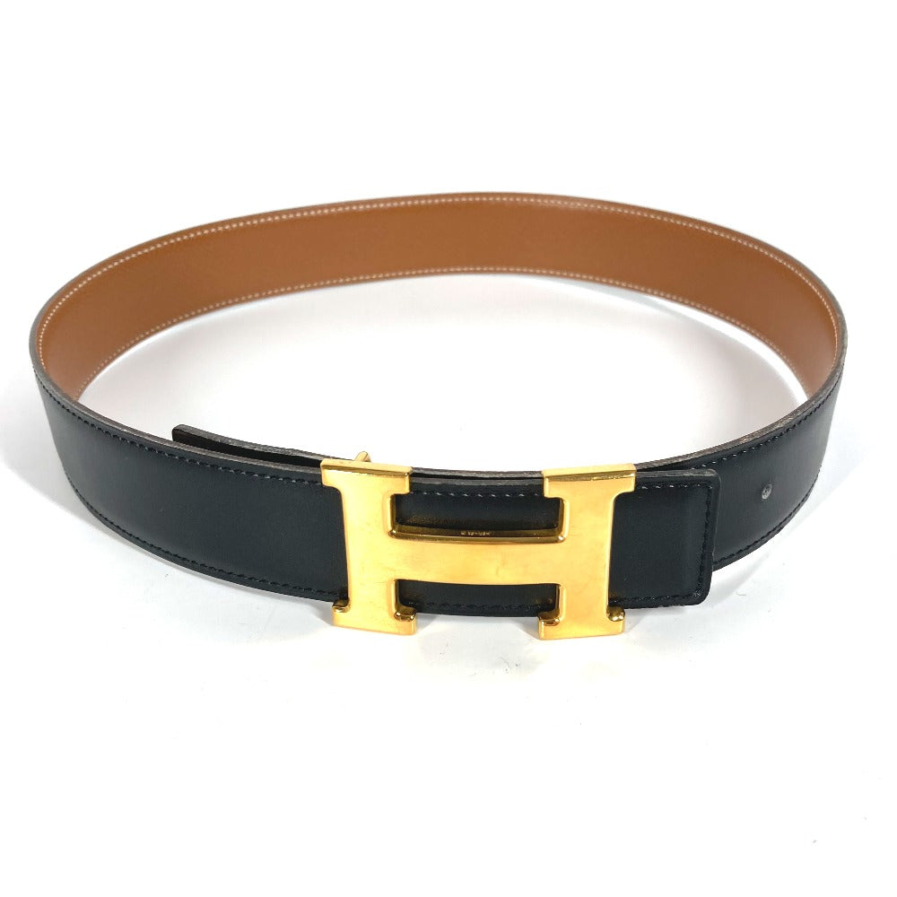 HERMES belt Calf leather Black x Leather H belt Constance Women 65 d
