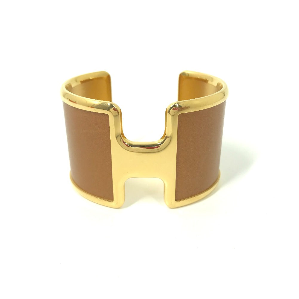 HERMES Bangle leather Brown x Gold bracelet Olympe Women d