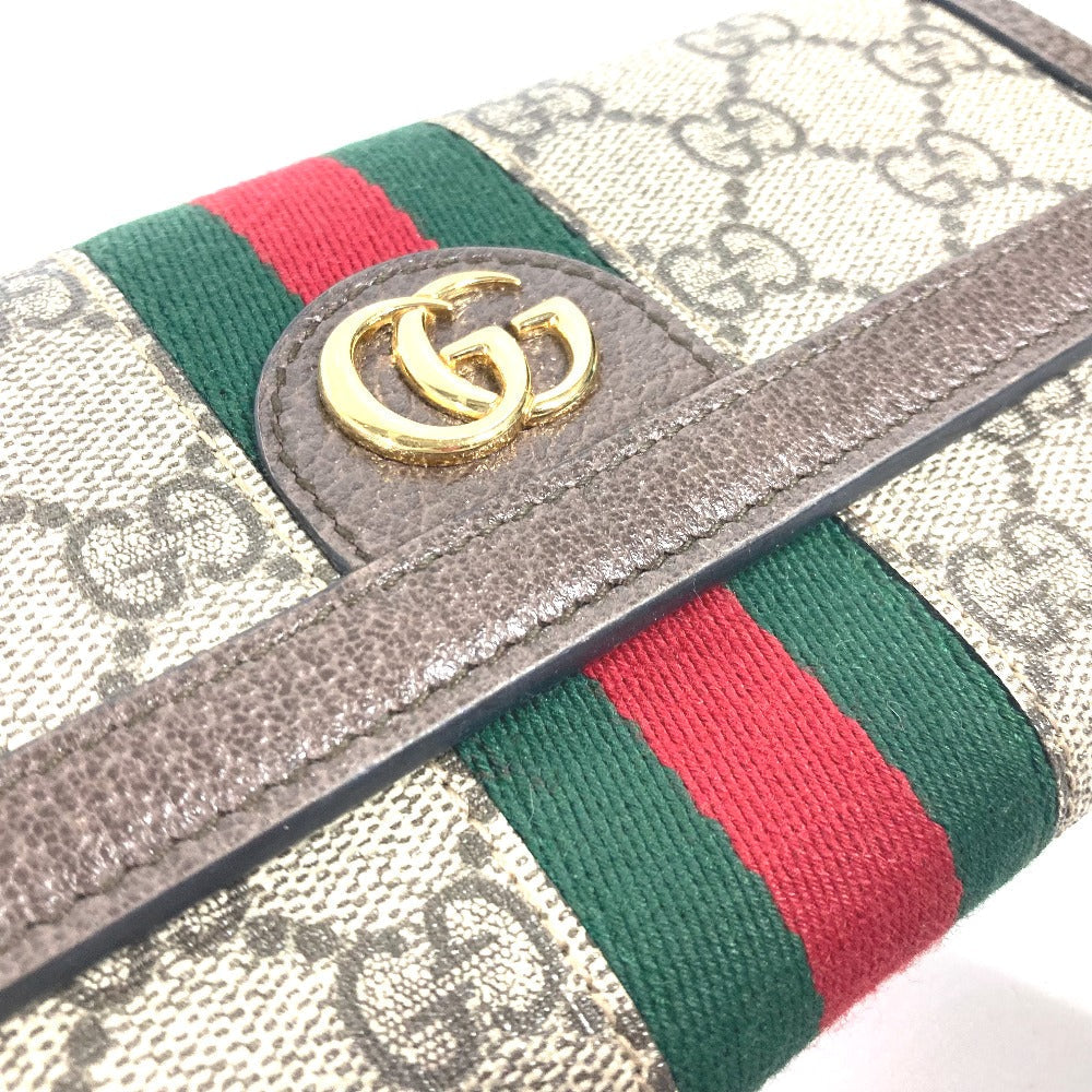 GUCCI Long Wallet Purse 523153 GG Supreme Canvas beige Sherry line Ophidia GG Continental Wallet Women